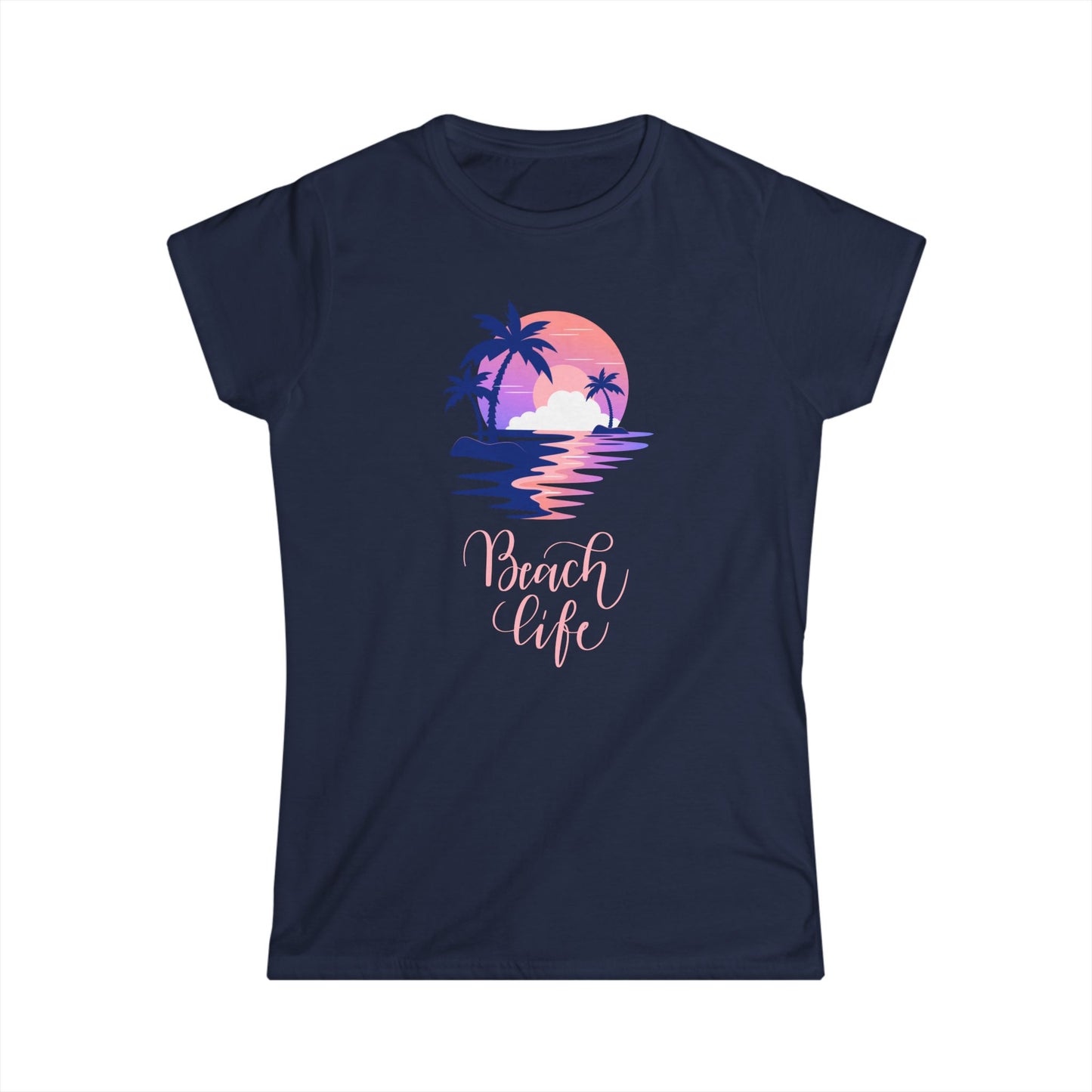 Beach Life Sunset Shirt, Women's Short Sleeve Tee with Beach Scene, Summer Vacation Graphic T-Shirt, Gift for Her