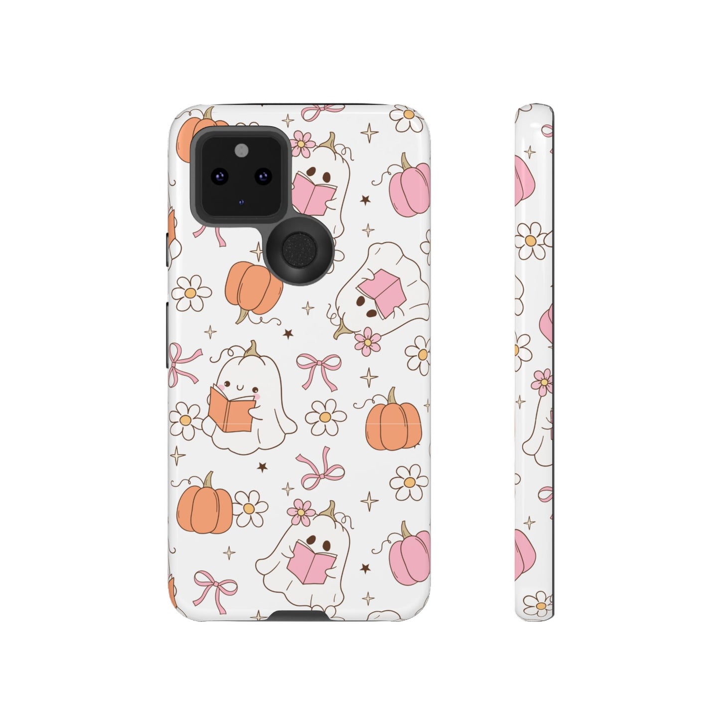 Pink Ghost and Pumpkin Phone Case, Halloween Decor, Girlfriend Gift, Kawaii Phone Cover, Fall Accessories