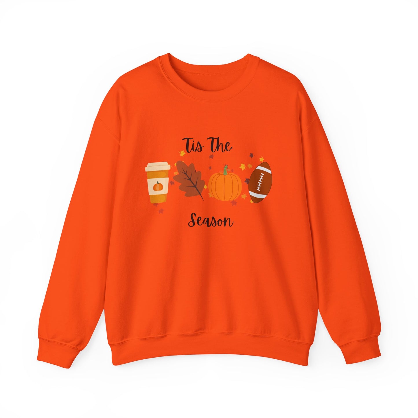 Tis The Season Fall-Themed Crewneck Sweatshirt, Cozy Autumn Apparel, Gift for Thanksgiving, Seasonal Wear, Cute Sweatshirt for Friends