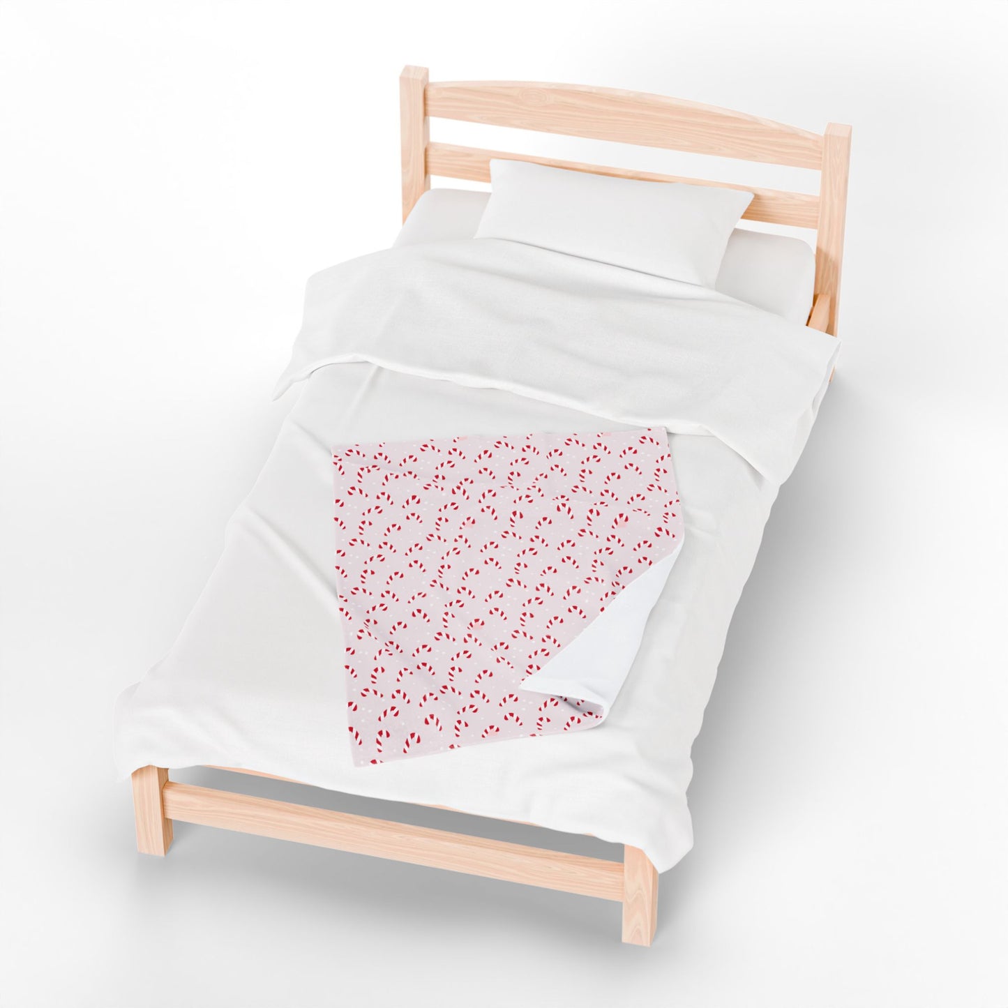 Pink Candy Cane Plush Blanket – Soft Cozy Winter Throw for Christmas Décor