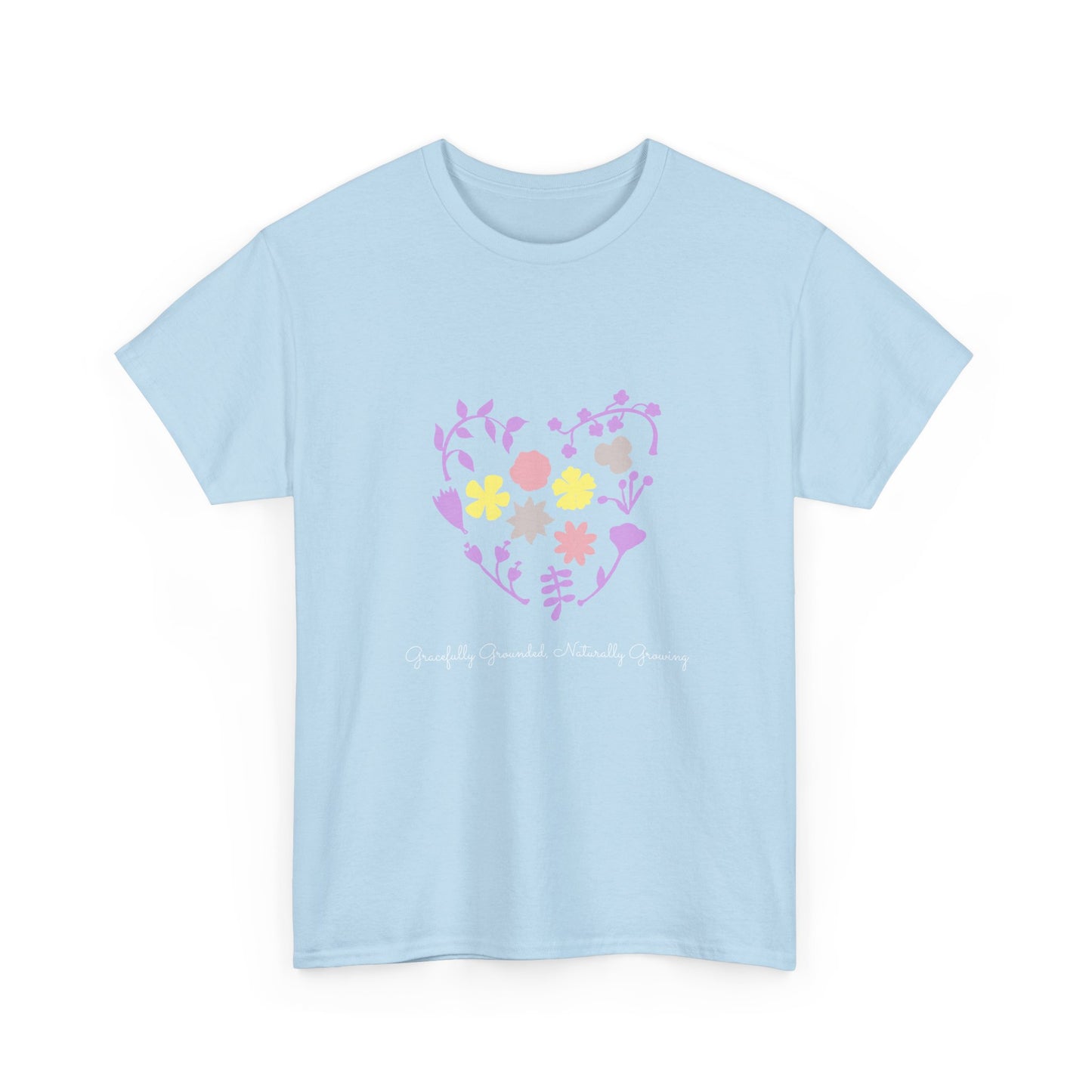 Gracefully Grounded Short Sleeve Tee, Floral Heart Inspirational T-Shirt