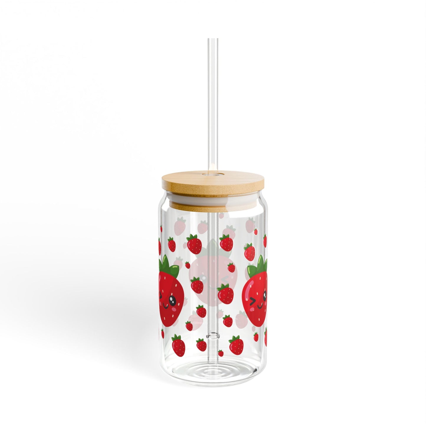 Cute Strawberry Sipper Glass, 16oz - Perfect for Summer Parties, Eco-Friendly Drinkware, Gifts for Fruit Lovers, Beach Picnic