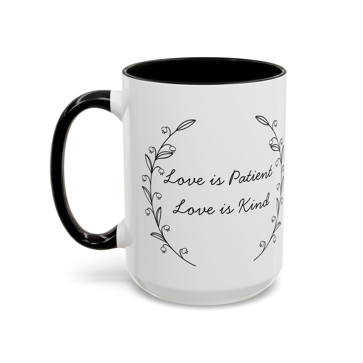 Love is Patient Accent Coffee Mug - Inspirational Drinkware, Gift for Coffee Lovers, Motivational Mug for Home & Office