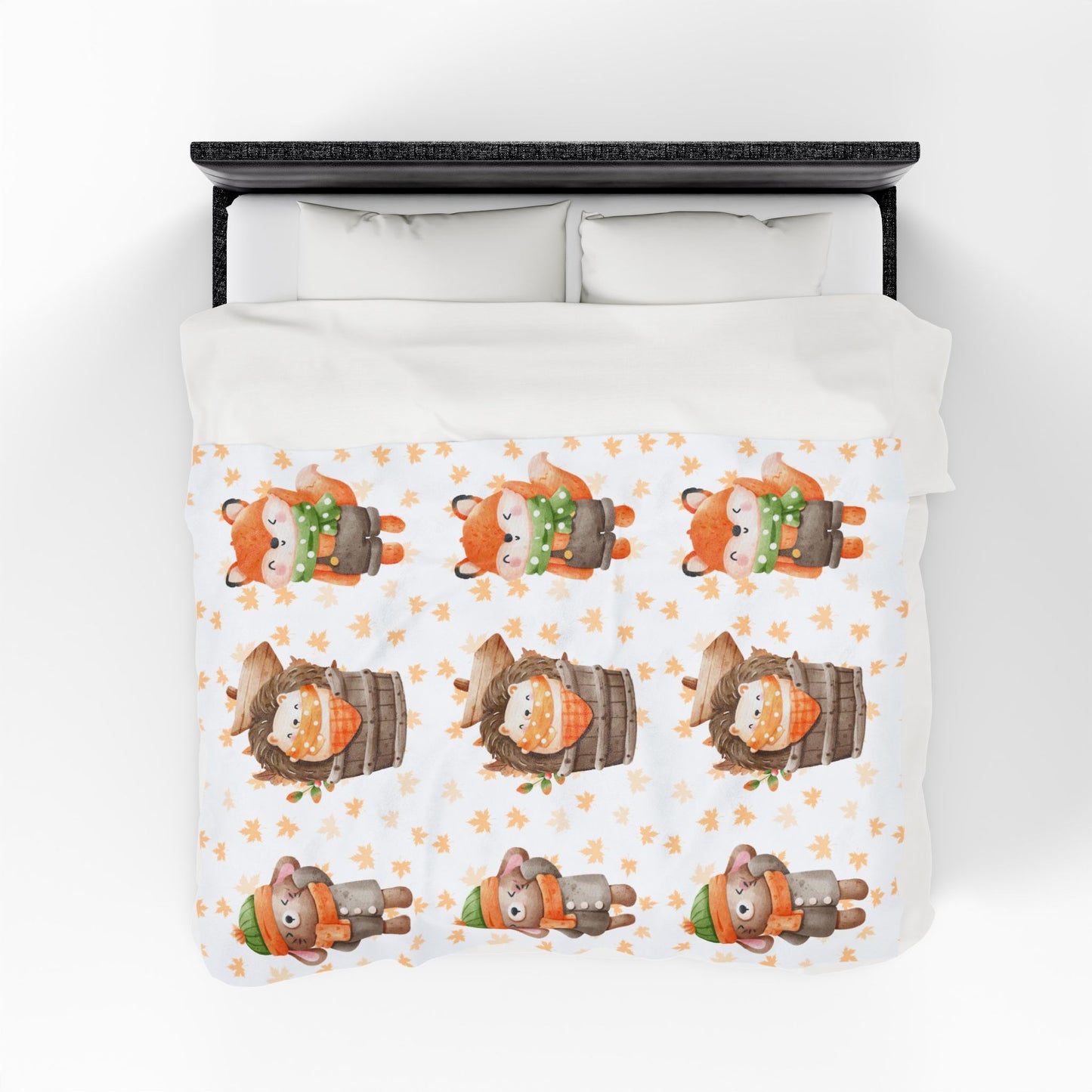 Cozy Woodland Animals Velveteen Plush Blanket | Cute Forest Creatures, Warm Throw for Kids, Nursery Décor, Fall Gift