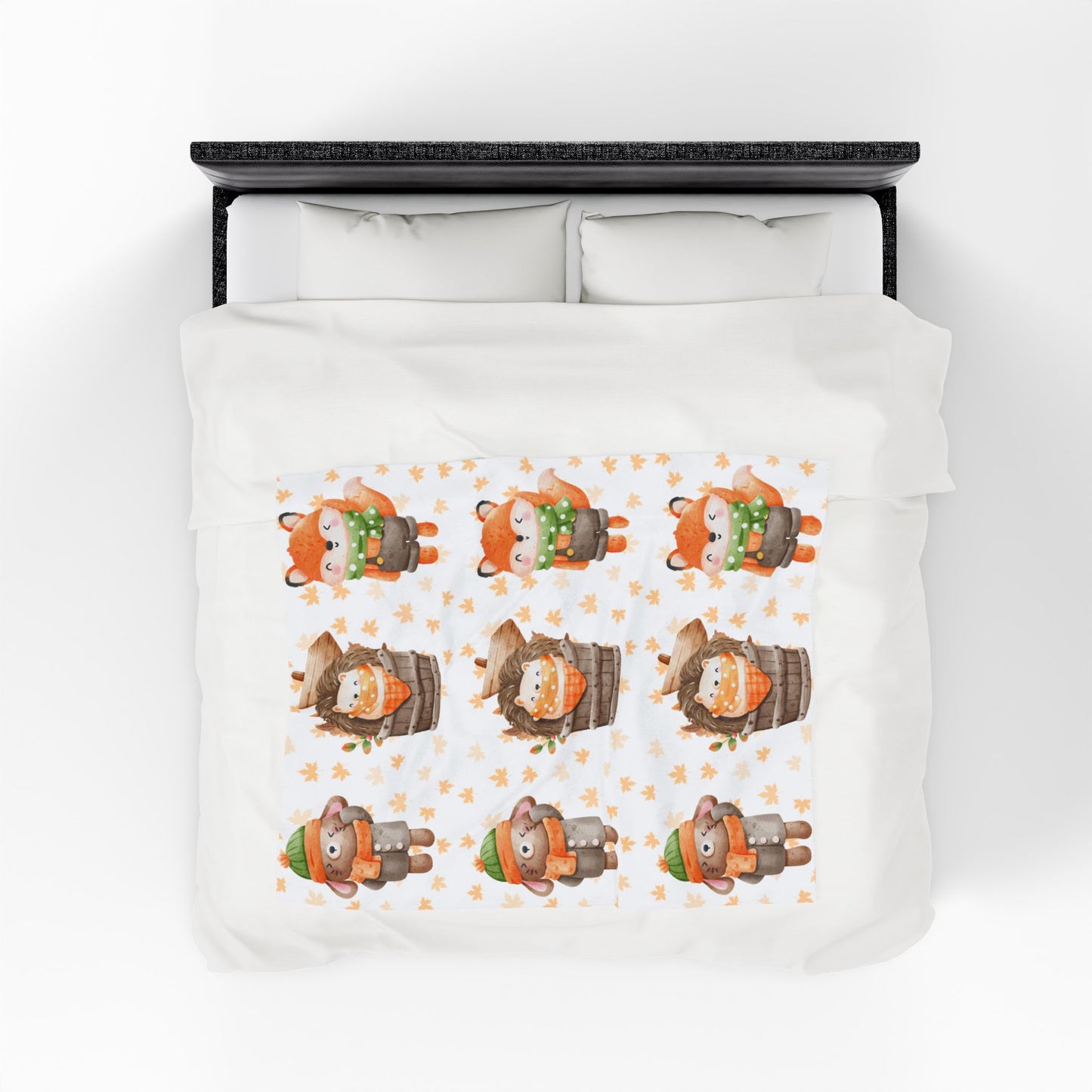 Cozy Woodland Animals Velveteen Plush Blanket | Cute Forest Creatures, Warm Throw for Kids, Nursery Décor, Fall Gift