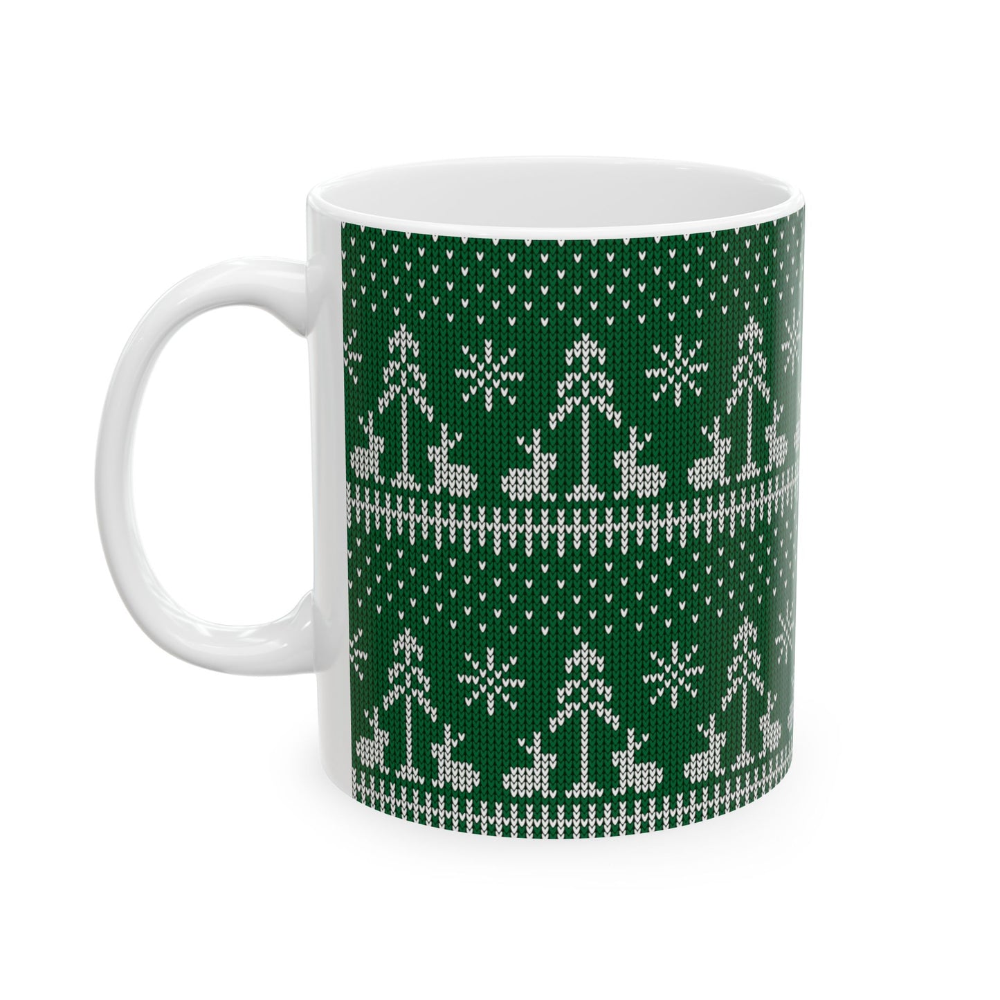 Green Knitted Bunny Holiday Mug