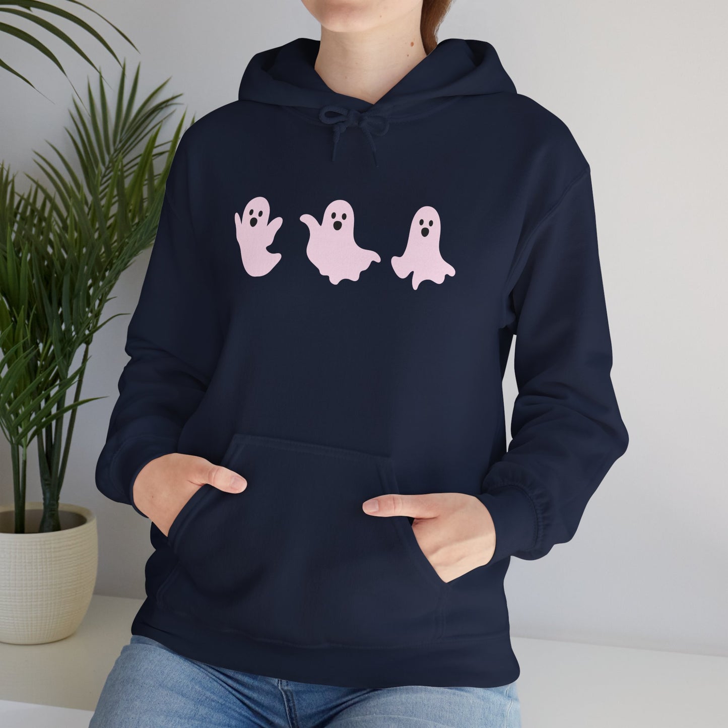 Cute Pink Ghosts Unisex Sweatshirt, Halloween Hoodie, Cozy Fall Apparel, Spooky Gift for Friends, Trendy Casual Wear