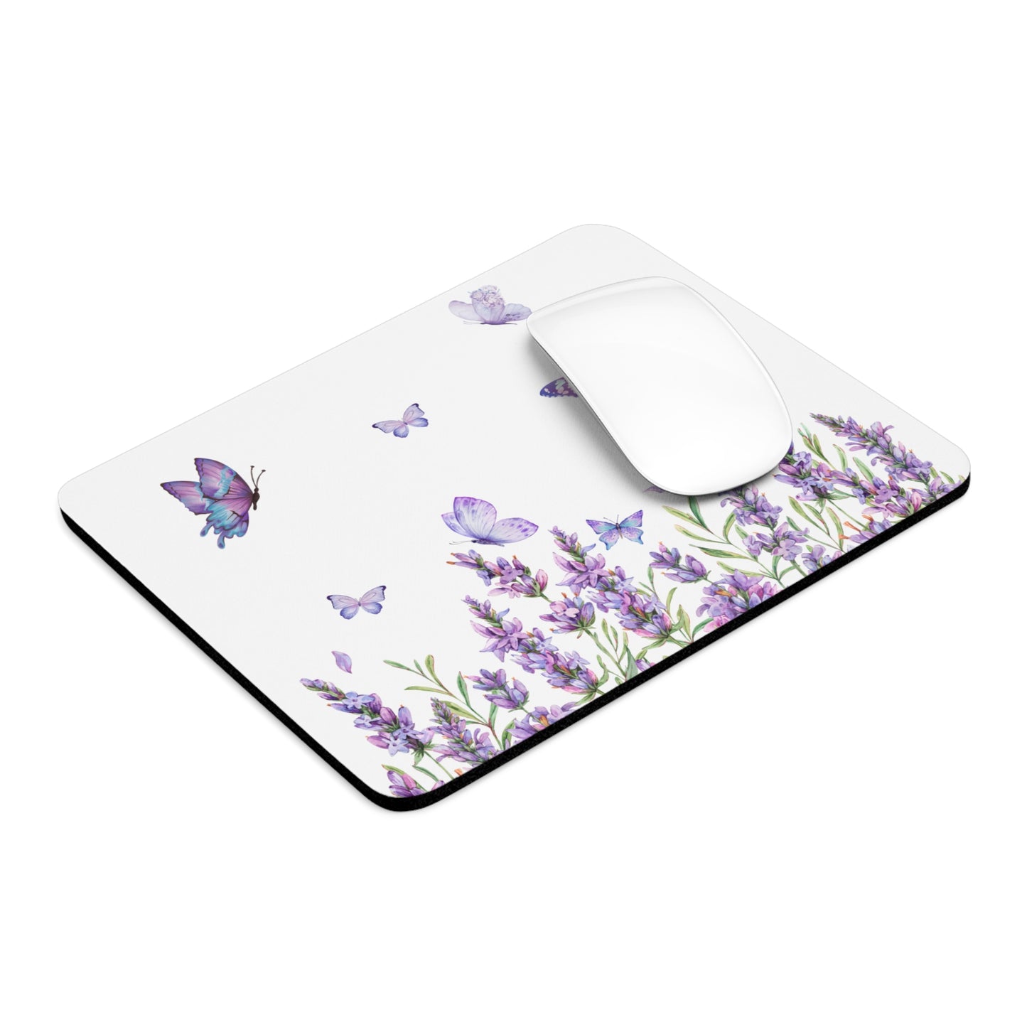 Lavender Butterfly Mouse Pad, Floral Desk Accessory, Gift for Her, Office Decor, Nature Lover, Home Workspace