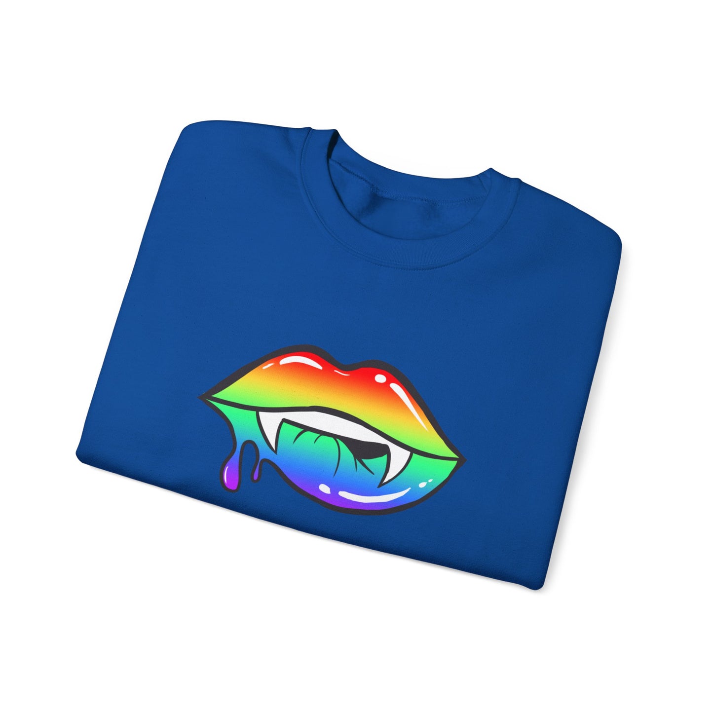 Colorful Vampire Fangs Crewneck Sweatshirt, Halloween Party Apparel, Spooky Fall Fashion, Unisex Sweatshirt, Halloween Sweatshirt,