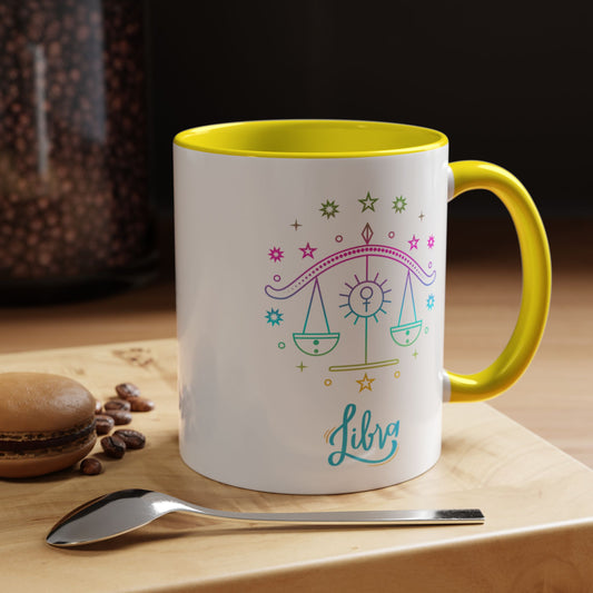 Libra Zodiac Accent Coffee Mug - Colorful Astrology Cup, Astrology Gift, Horoscope Mug, Personalized Coffee Cup, Birthday Gift