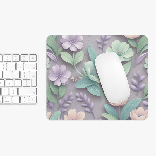 Pastel Floral Mouse Pad, Pastel Desk Accessory, Elegant Home Office Decor, Office Supplies, Non-Slip Computer Mat, Office Desk