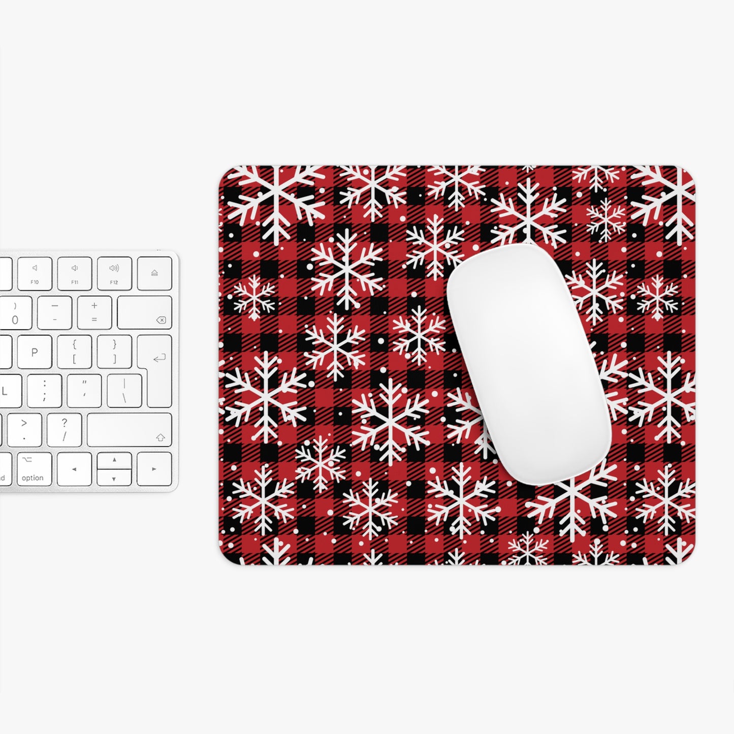Buffalo Plaid Snowflake Mouse Pad – Cozy Holiday Desk Accessory