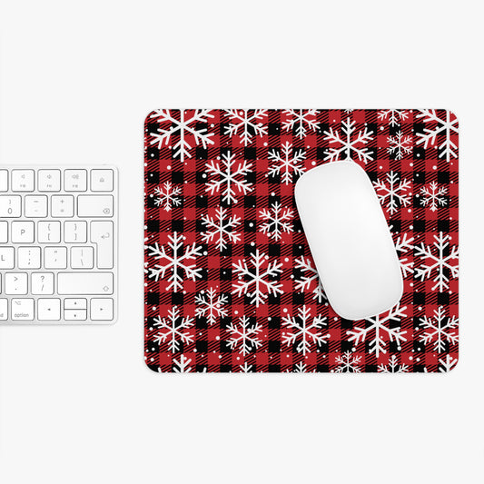 Buffalo Plaid Snowflake Mouse Pad – Cozy Holiday Desk Accessory