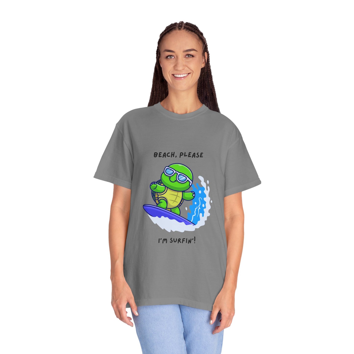 Surfing Turtle T-Shirt, Beach Vibes Tee, Unisex Summer Shirt, Casual Gift for Beach Lovers, Vacation Apparel, Funny Surf Shirt