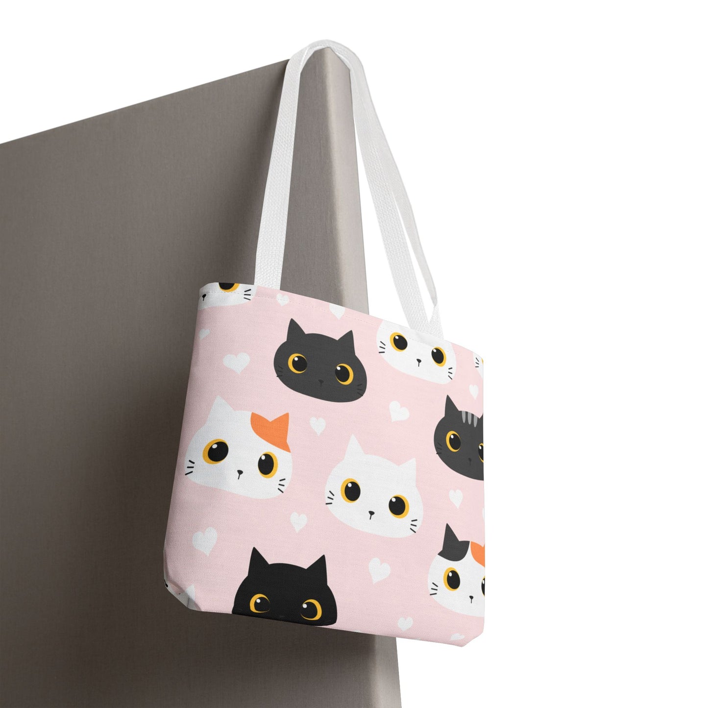Cute Cat Face Tote Bag, Pink Cat Lover Gift, Pet Owner Shopping Bag, Animal Print Tote for School, Work, Travel Everyday Use