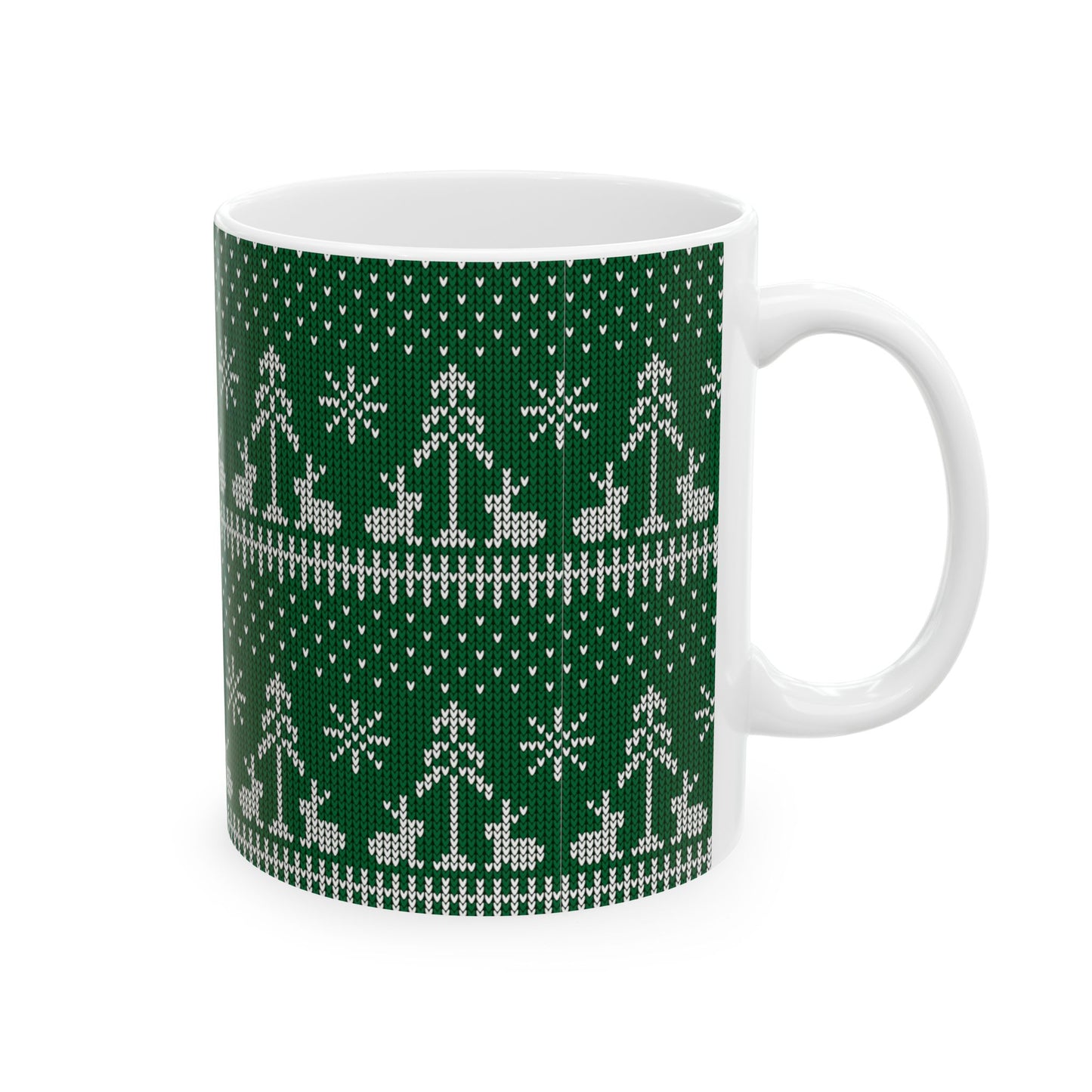 Green Knitted Bunny Holiday Mug
