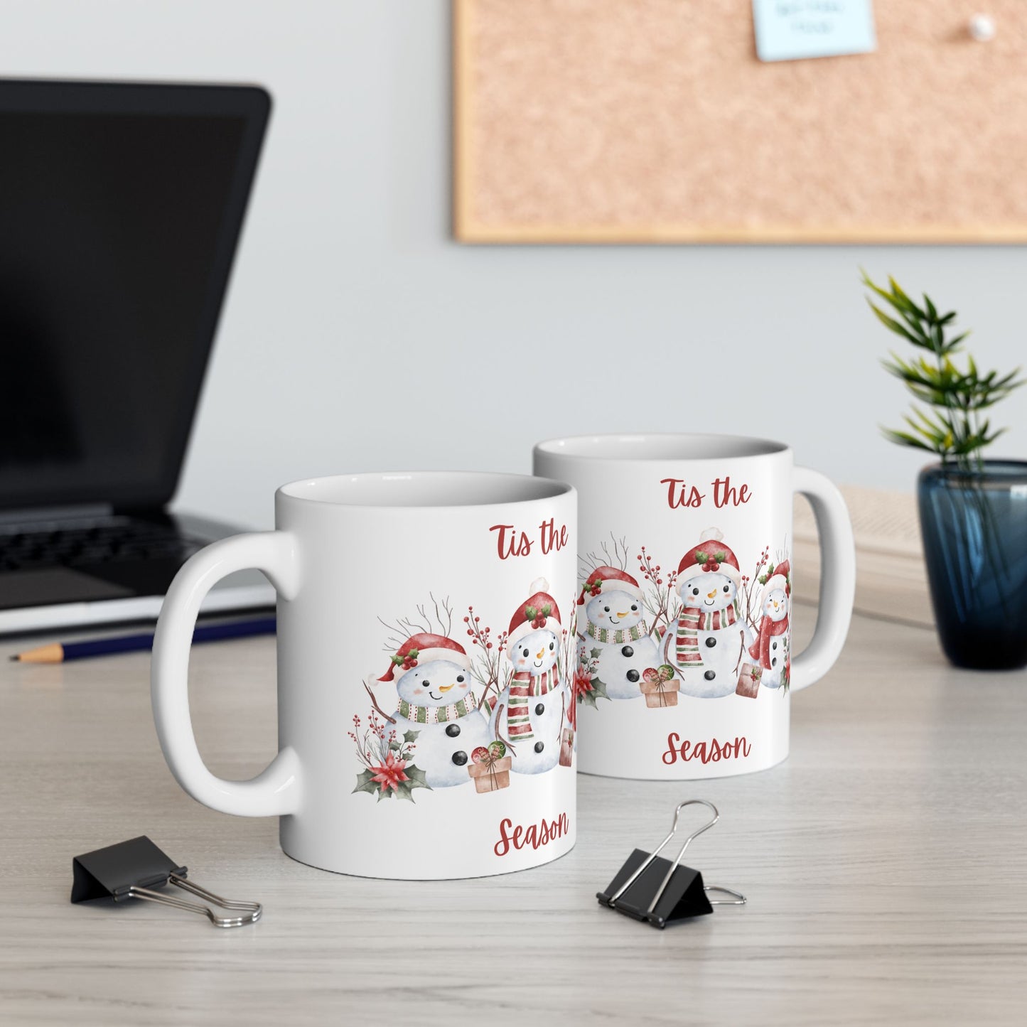 “’Tis the Season” Snowman Mug – Festive Christmas Coffee Cup (11oz & 15oz)