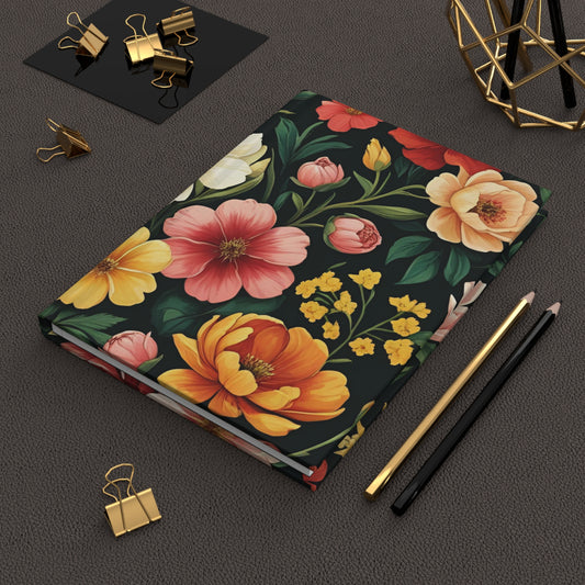 Floral Hardcover Journal - Inspirational Notebook for Writers, Diary, Daily Planner, Gift for Her, Nature Lover, Floral Decor