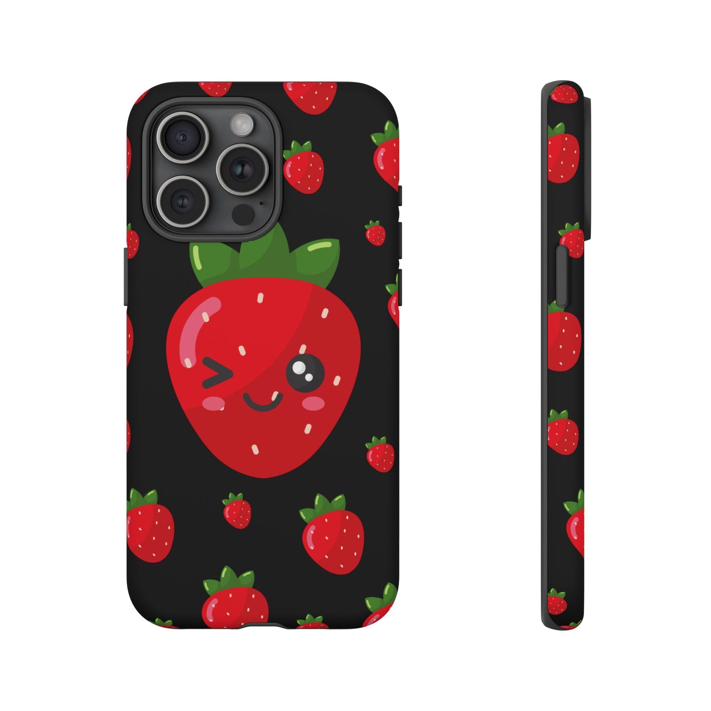 Cute Strawberry Phone Case, Kawaii Phone Cover, Tough Phone Cases, Gift for Teens, Summer Accessories, Cute Fruit Design