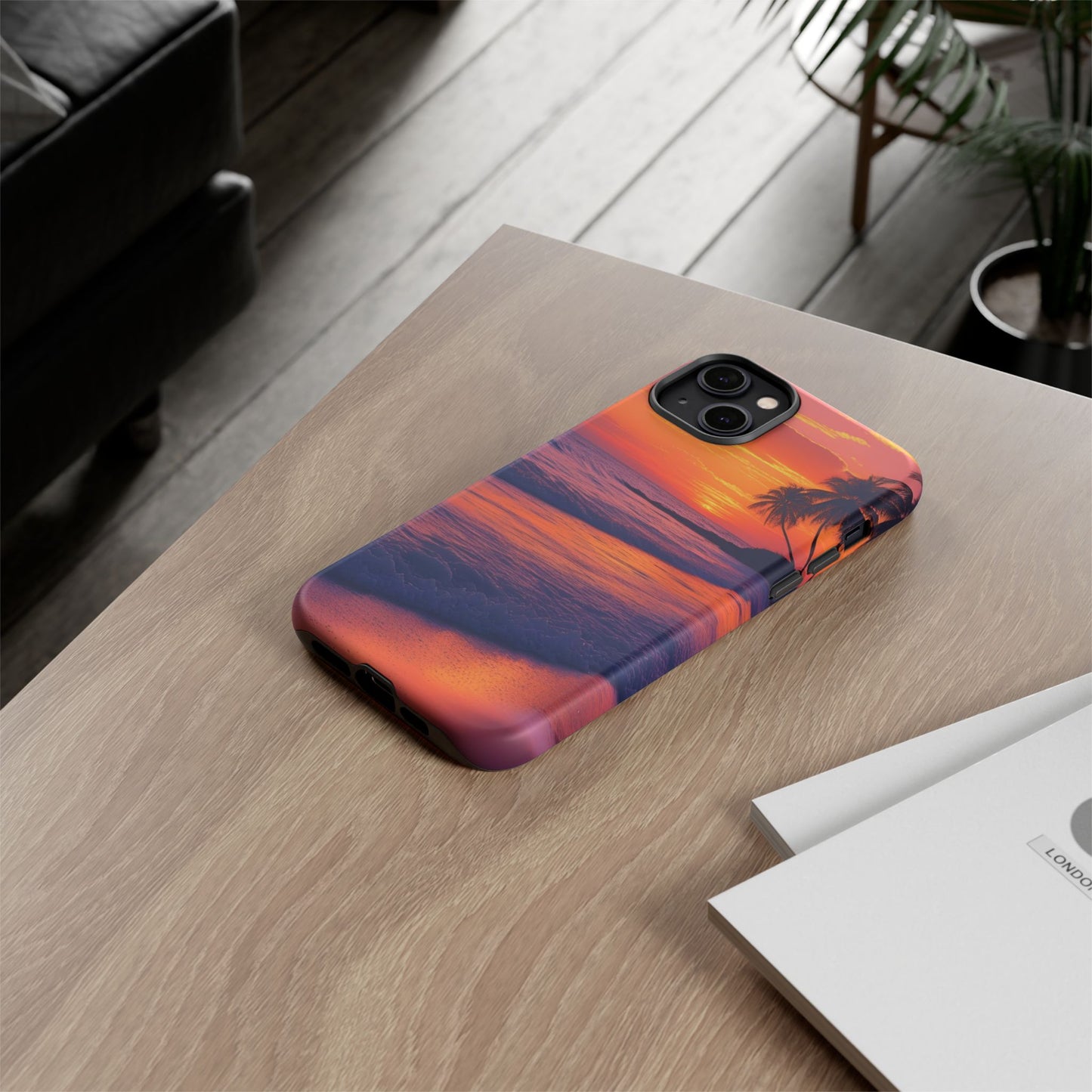 Palm Beach Sunset Design, Beach Lovers Gift, Relaxing Phone Cover, Tropical Hard Case, Protective Shell, Summer Vibes
