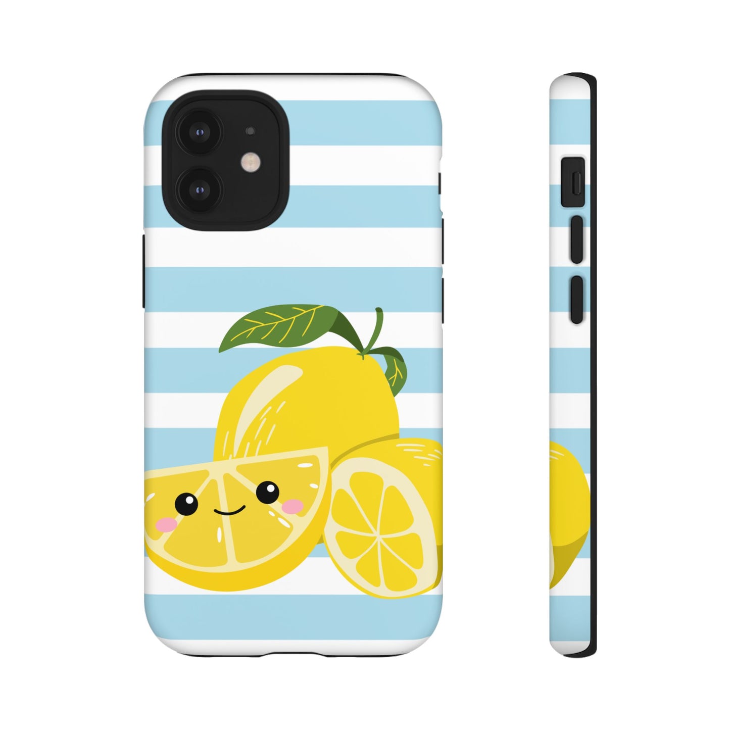 Striped Lemon Phone Case - Tough Cases, Fruit Design, Fun iPhone Cover, Summer Accessories, Bright Phone Protection