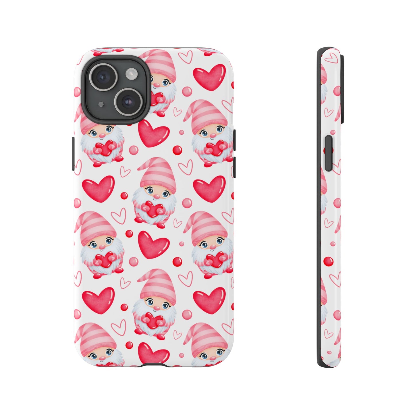Pink Gnome Heart Phone Case, Festive Gift for Her, Unique Protective Case, Fun Holiday Accessory, Valentine's Day Accessory