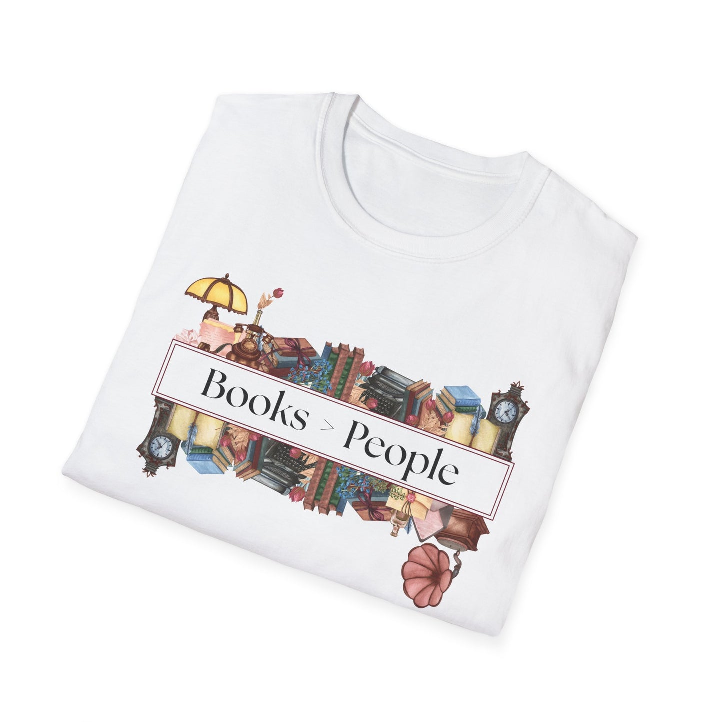 Books Over People Shirt, Funny Bookish Tee,  Book Lover Gift,  Introvert Reading Shirt, Unisex Soft Cotton Tee