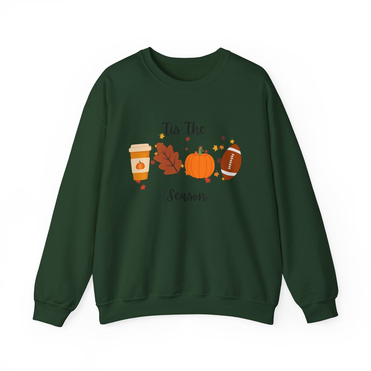 Tis The Season Fall-Themed Crewneck Sweatshirt, Cozy Autumn Apparel, Gift for Thanksgiving, Seasonal Wear, Cute Sweatshirt for Friends