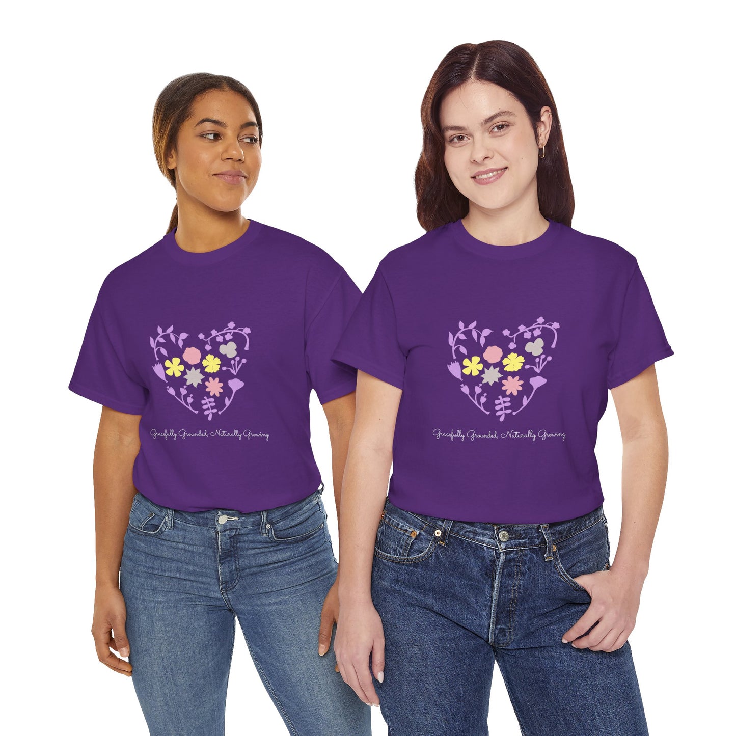 Gracefully Grounded Short Sleeve Tee, Floral Heart Inspirational T-Shirt