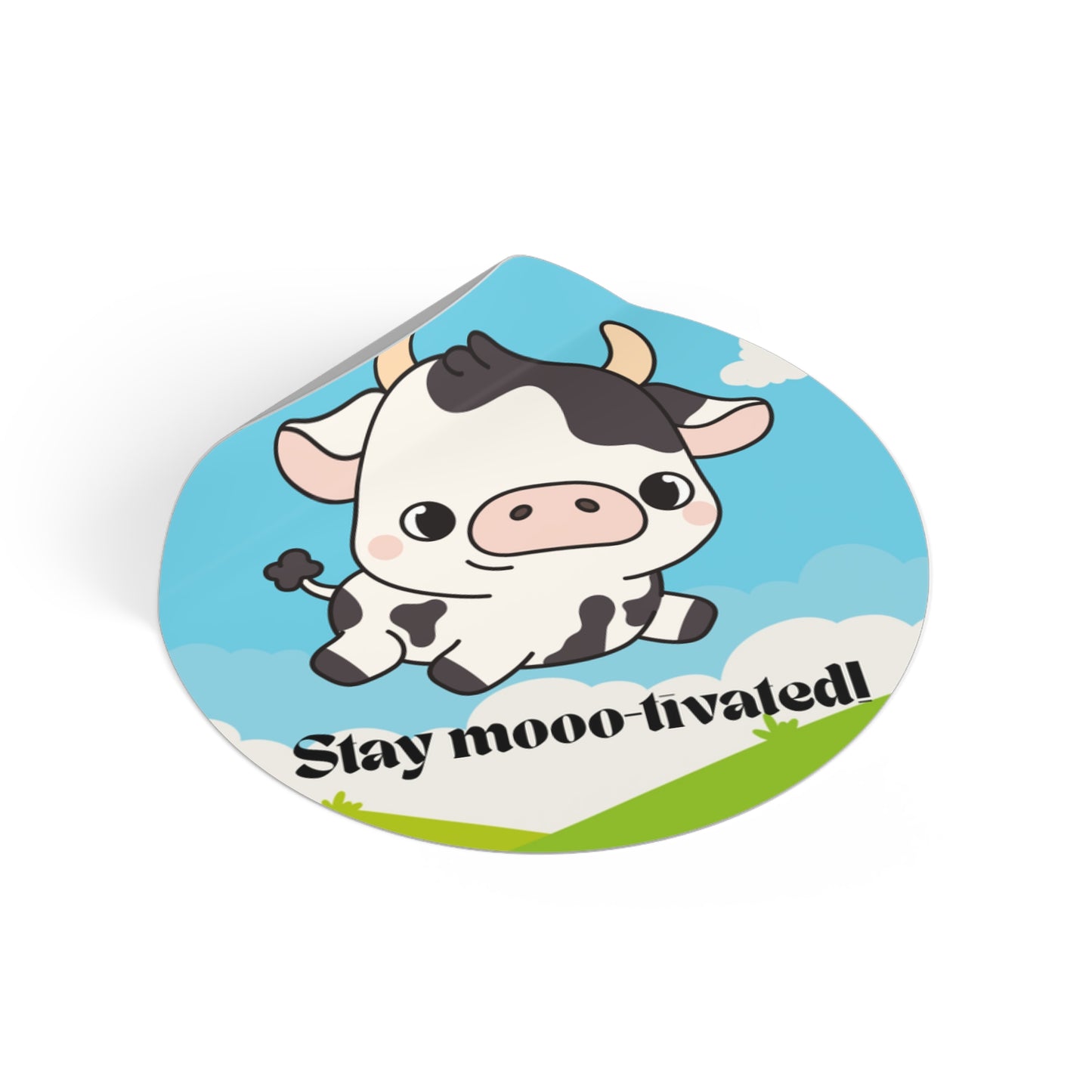 Stay Mooo-tivated Cow Sticker | Cute Kawaii Cow Decal
