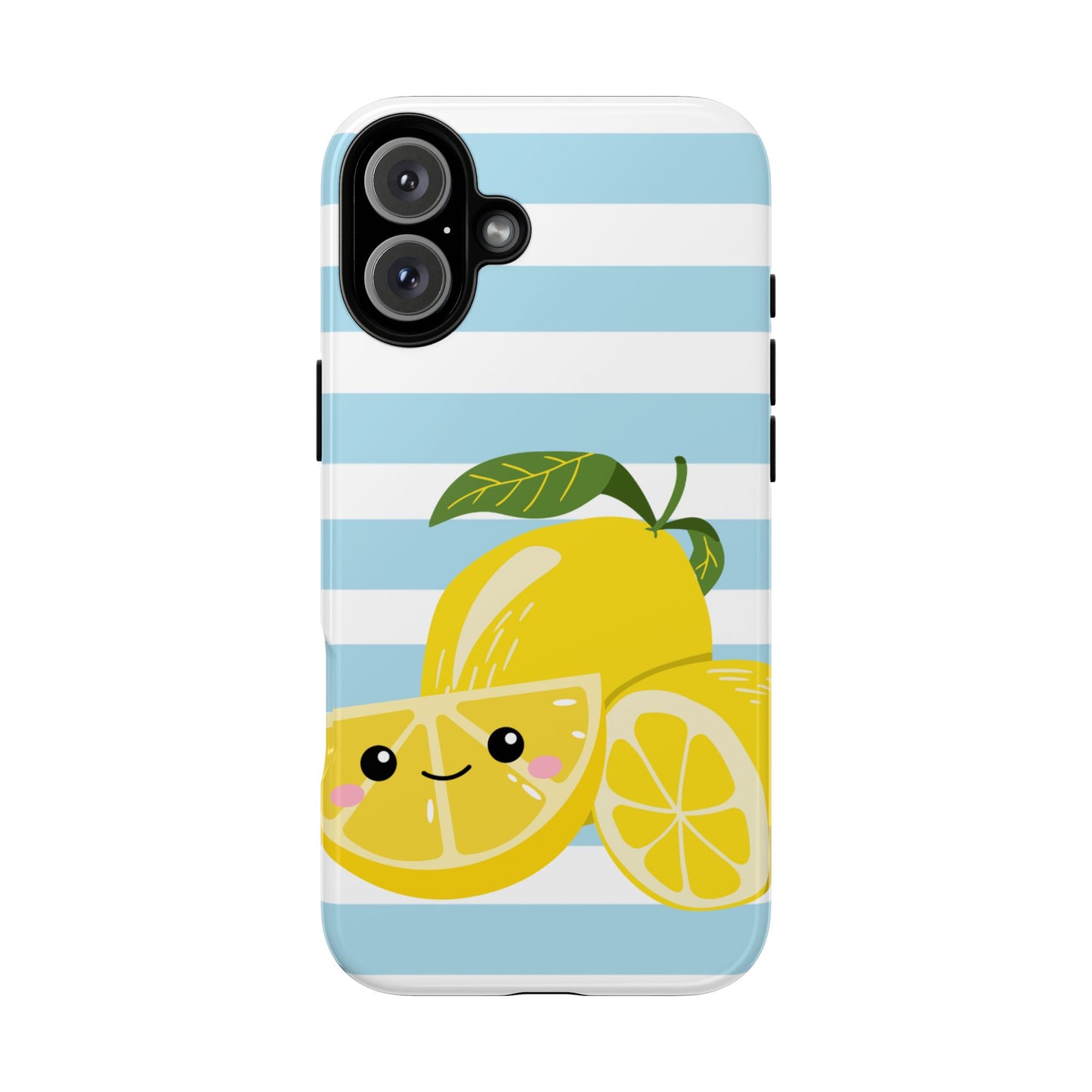 Striped Lemon Phone Case - Tough Cases, Fruit Design, Fun iPhone Cover, Summer Accessories, Bright Phone Protection