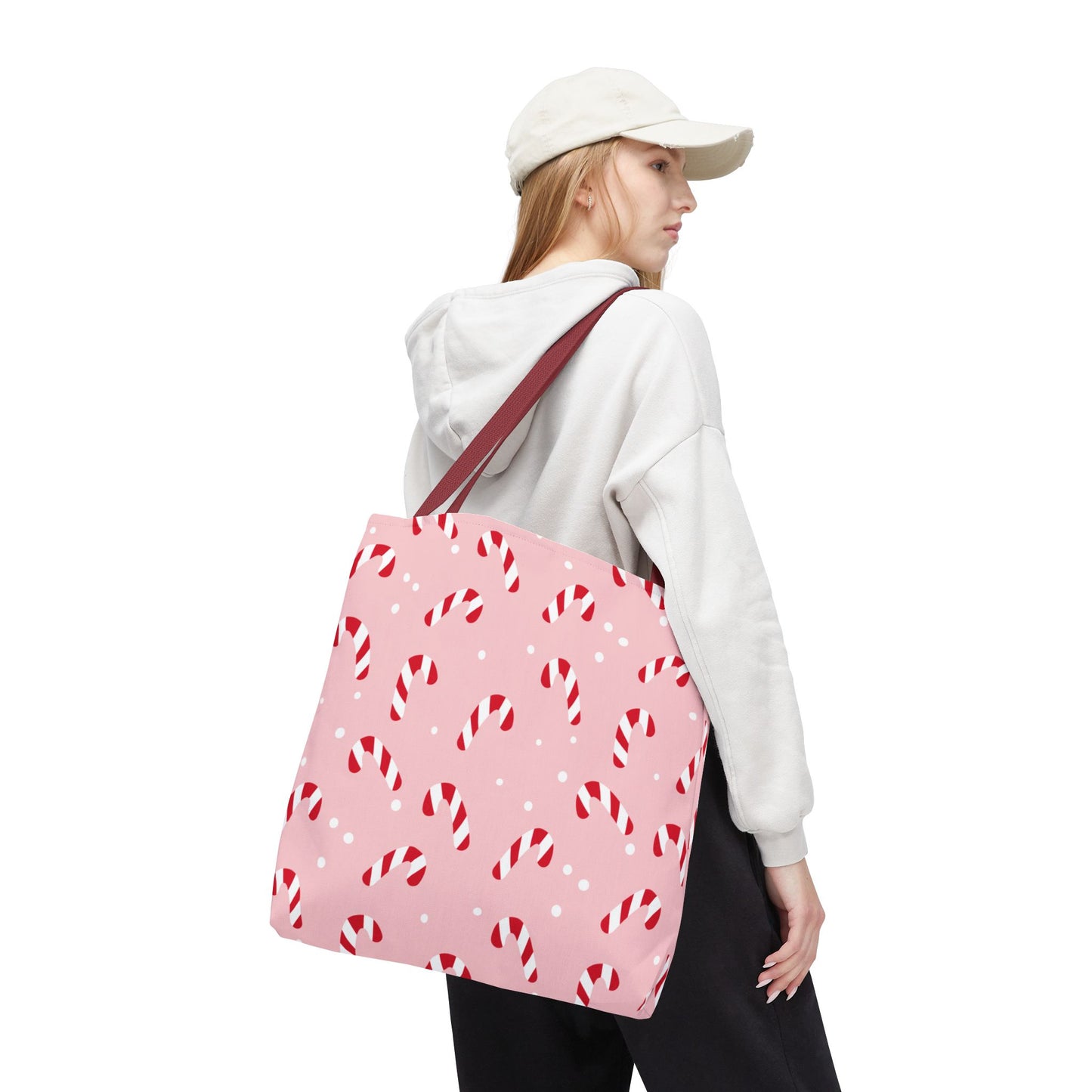 Candy Cane Christmas Tote Bag – Pink Holiday Reusable Shopper 🎁