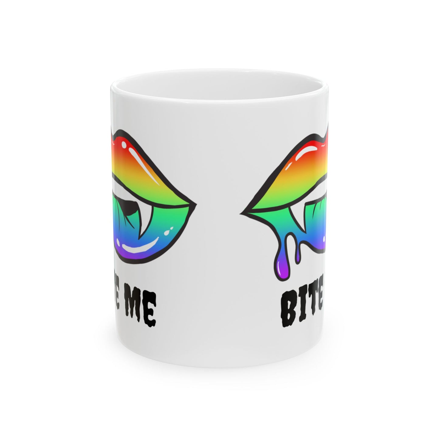 Colorful Vampire Fangs Ceramic Mug, Halloween Coffee Cup, Halloween Kitchen Decor, 11oz Mug, 15oz Mug, Spooky Fangs Mug