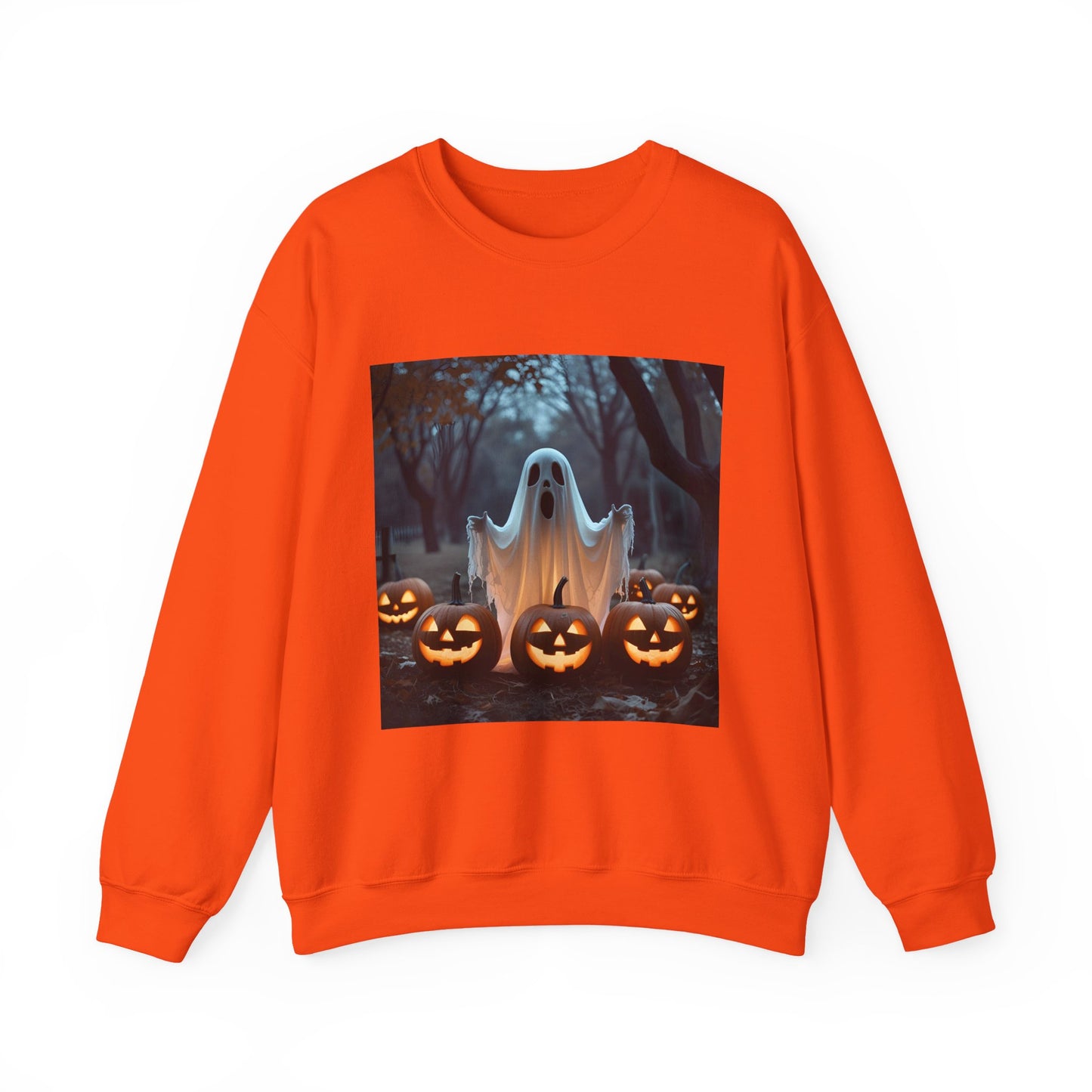 Halloween Spooky Crewneck Sweatshirt, Haunted Ghost Pumpkins Shirt, Unisex Halloween Apparel, Scary Sweatshirt, Fall Fashion