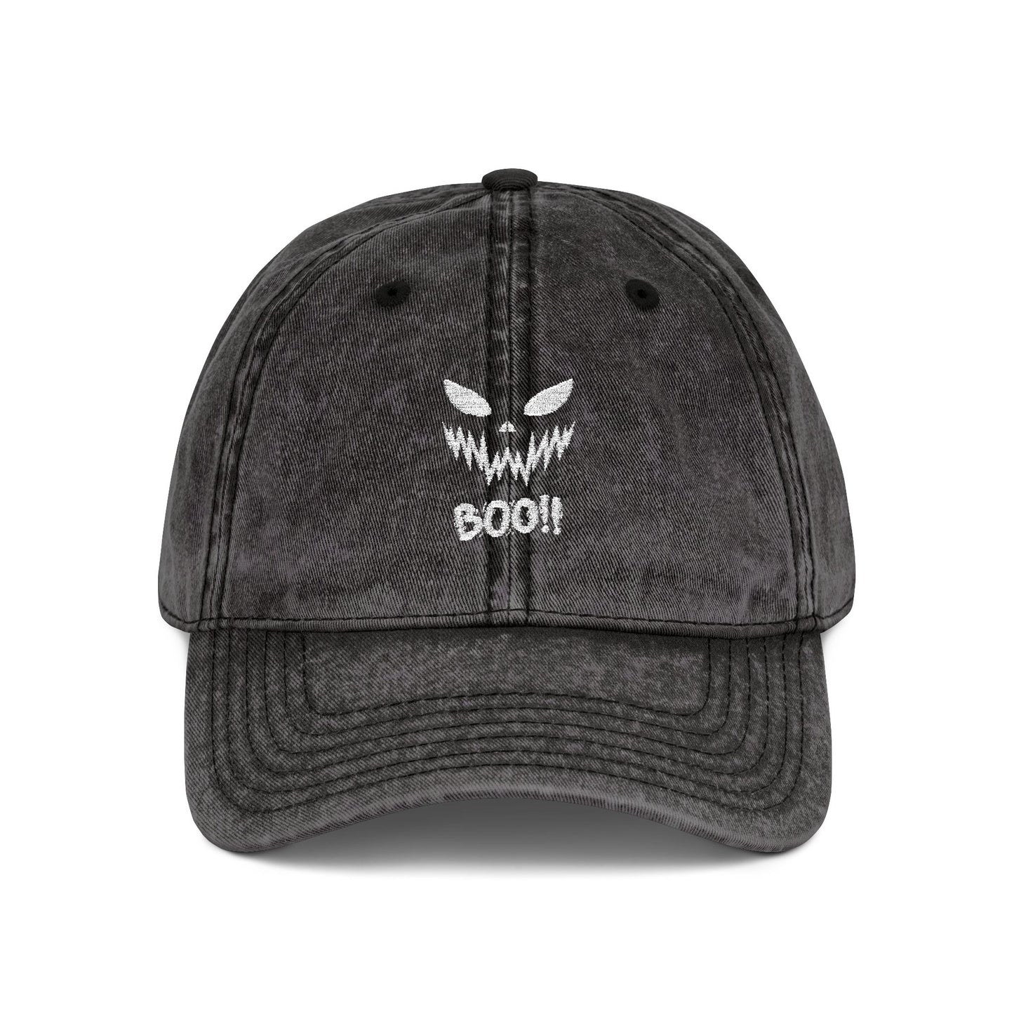 Vintage Boo Hat, Scary Face Halloween Cap, Distressed Unisex Baseball Hat, Spooky Fall Aesthetic Gift, Retro Boo Hat for Him or Her