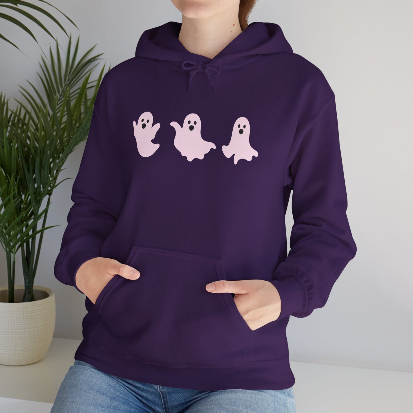 Cute Pink Ghosts Unisex Sweatshirt, Halloween Hoodie, Cozy Fall Apparel, Spooky Gift for Friends, Trendy Casual Wear