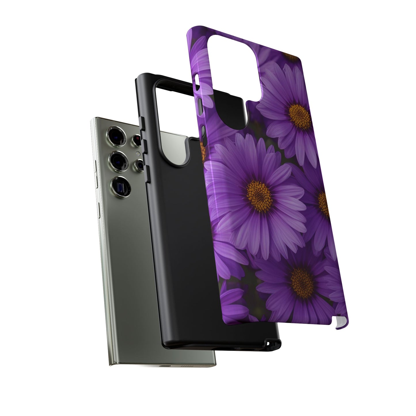 Purple Daisy Tough Case, Floral Phone Case, Durable Mobile Cover, Gift for Her, Everyday Use, Spring Accessories