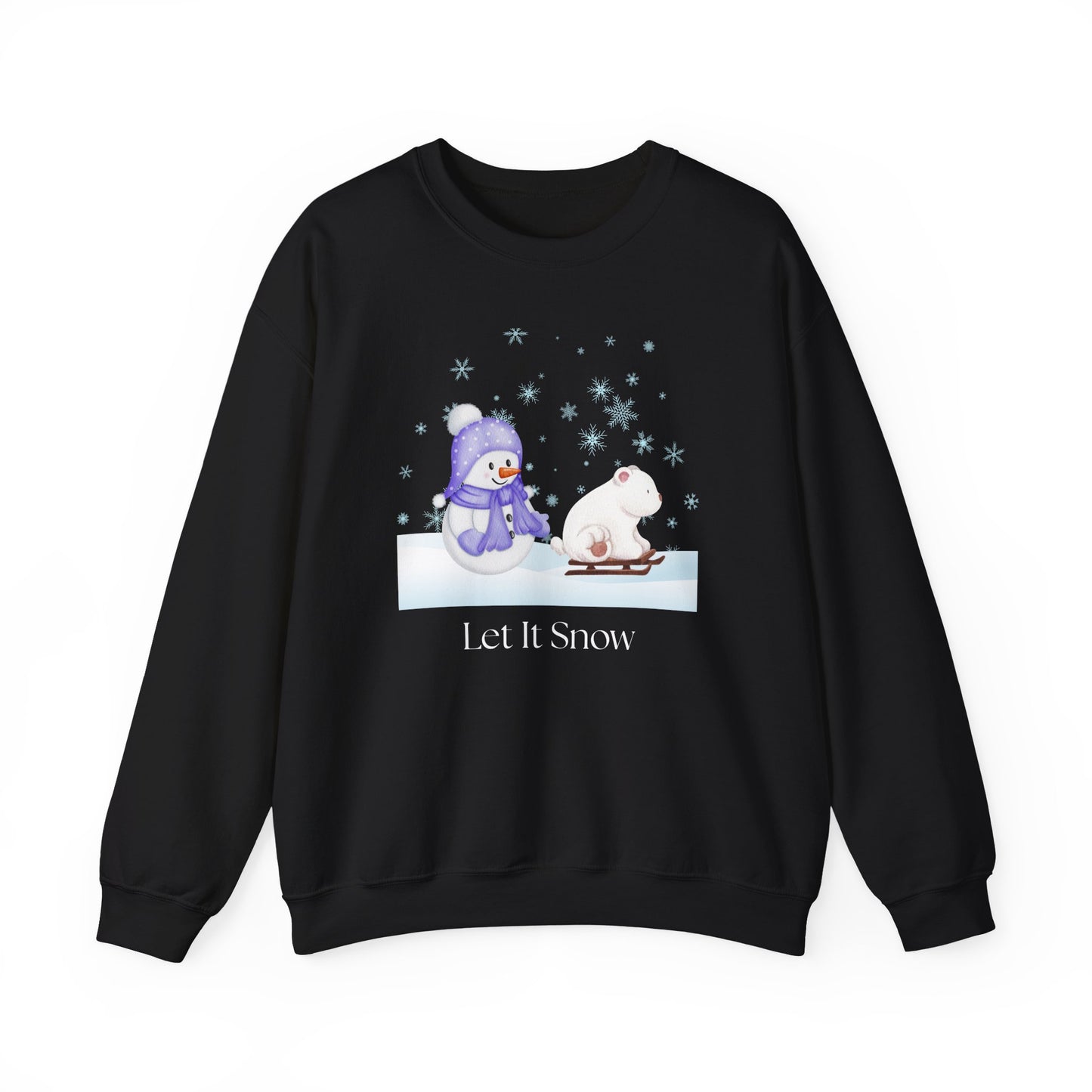 Let It Snow Sweatshirt, Cute Snowman and Polar Bear Winter Scene | Cozy Holiday Crewneck for Christmas an Winter Lovers