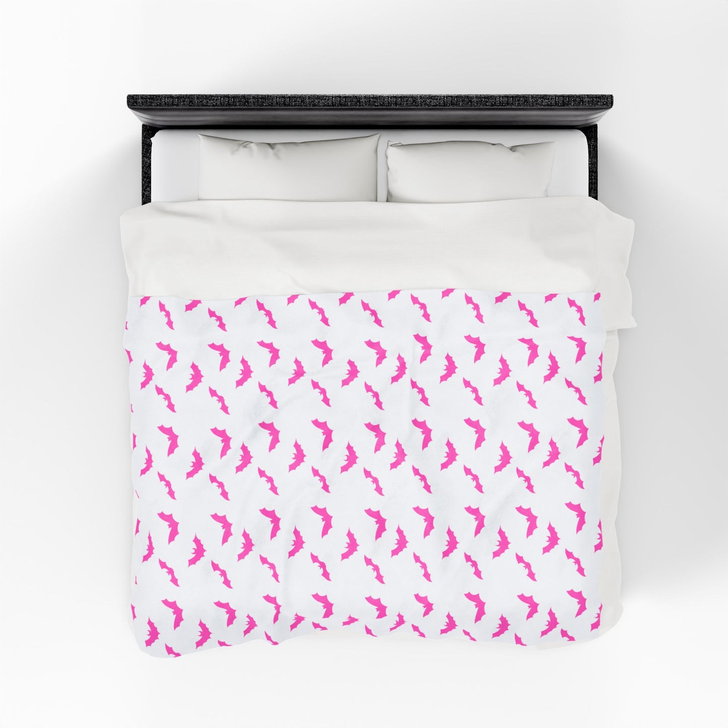 Pink Bat Blanket, White Plush Throw Blanket, Cute Halloween Blanket, Cozy Soft Bat Decor Gift