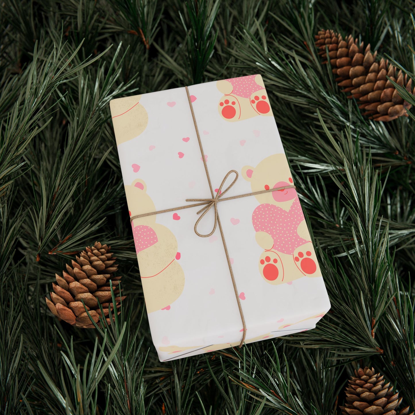 Teddy Bear Heart Wrapping Paper | Cute Valentine’s Gift Wrap