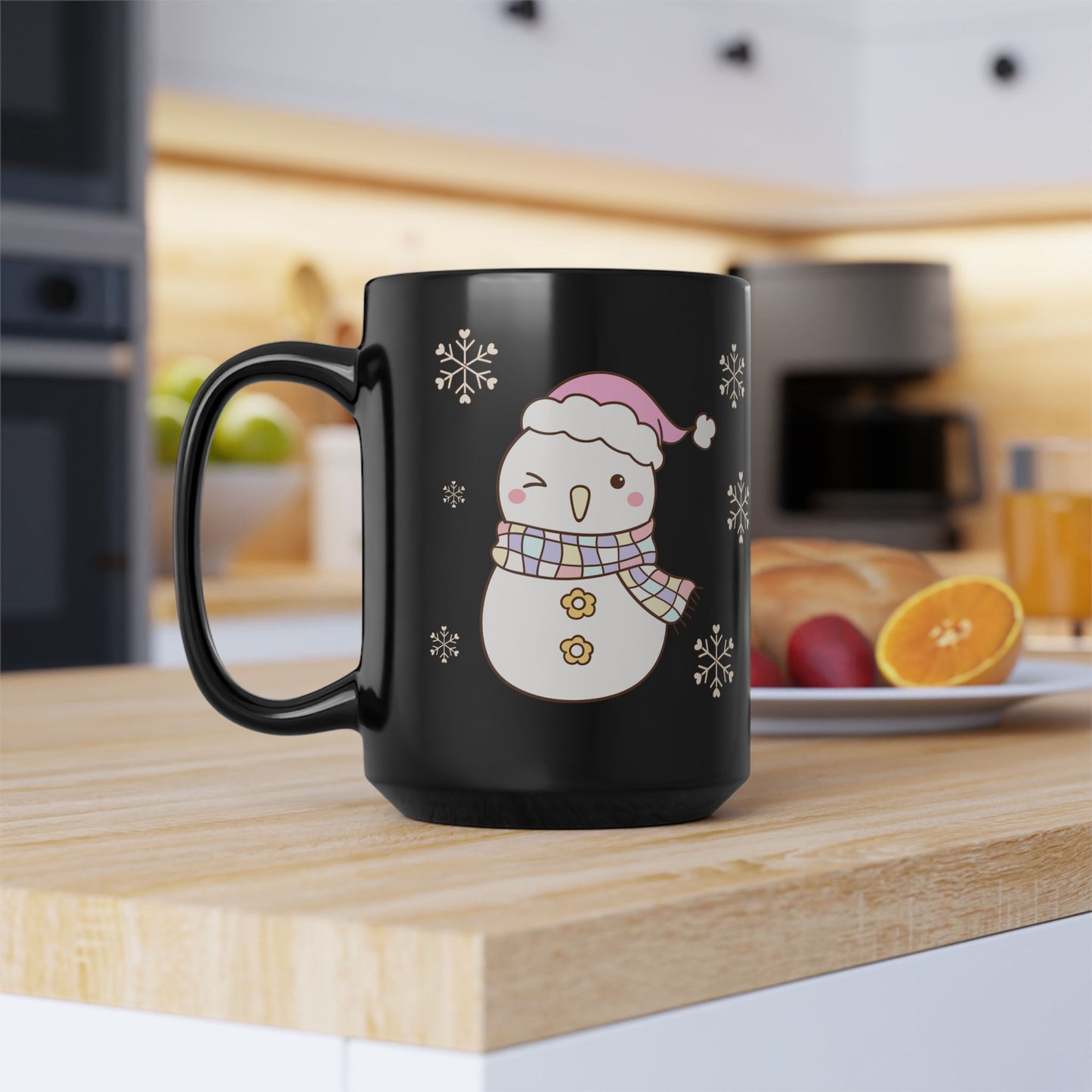 Snowman Christmas Mug, Cute Holiday Drinkware for Winter, Gift for Him/Her, Ceramic Coffee Cup, Snowfall Decoration