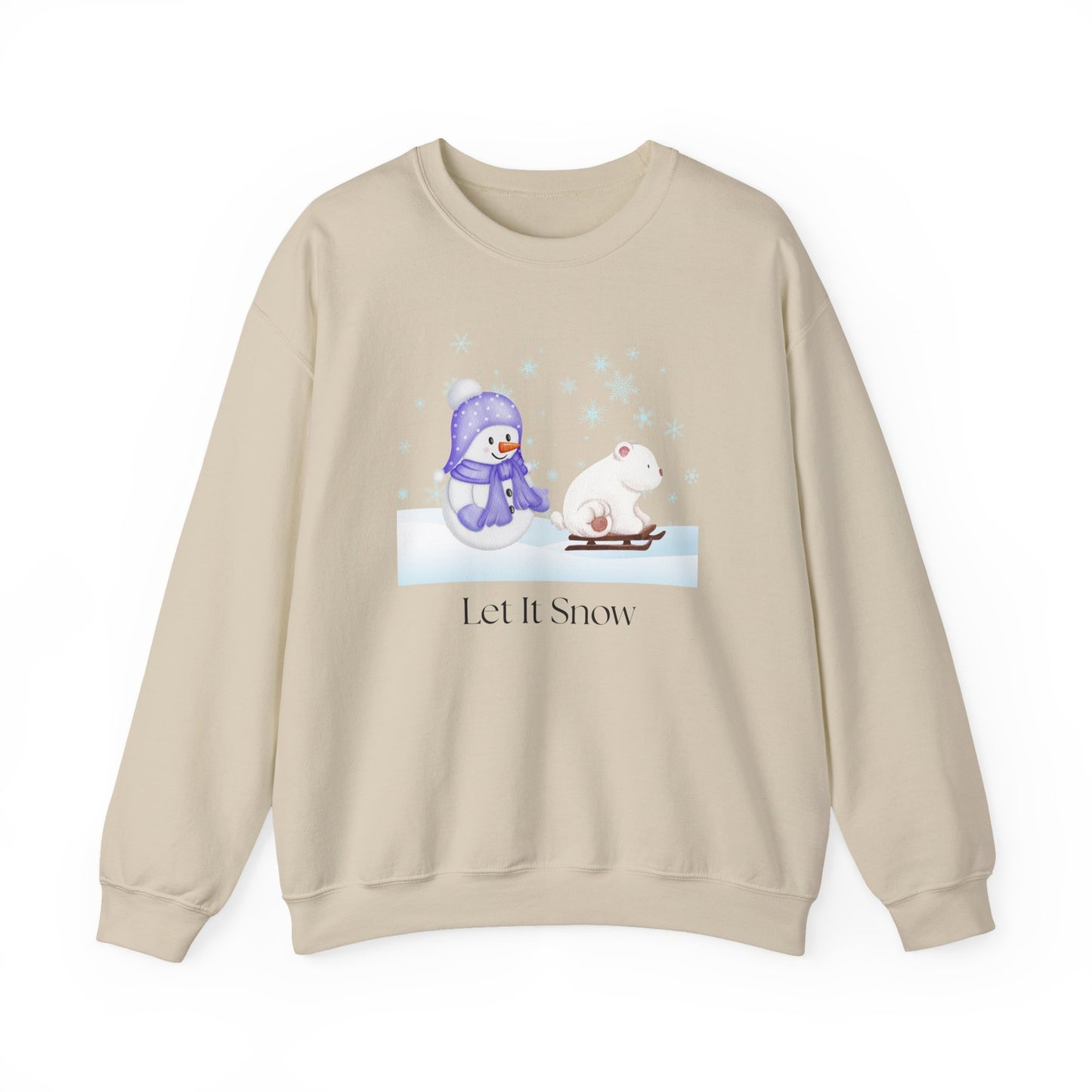 Let It Snow Sweatshirt, Cute Snowman and Polar Bear Winter Scene | Cozy Holiday Crewneck for Christmas an Winter Lovers