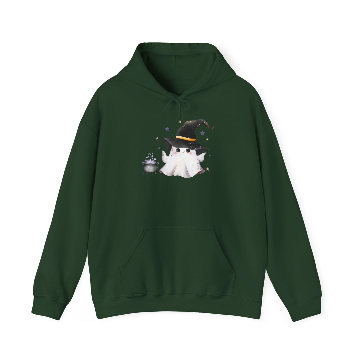 Cute Ghost Witch Halloween Sweatshirt, Cozy Hooded Sweatshirt, Spooky Fall Apparel, Unisex Halloween Clothing, Holiday Gift