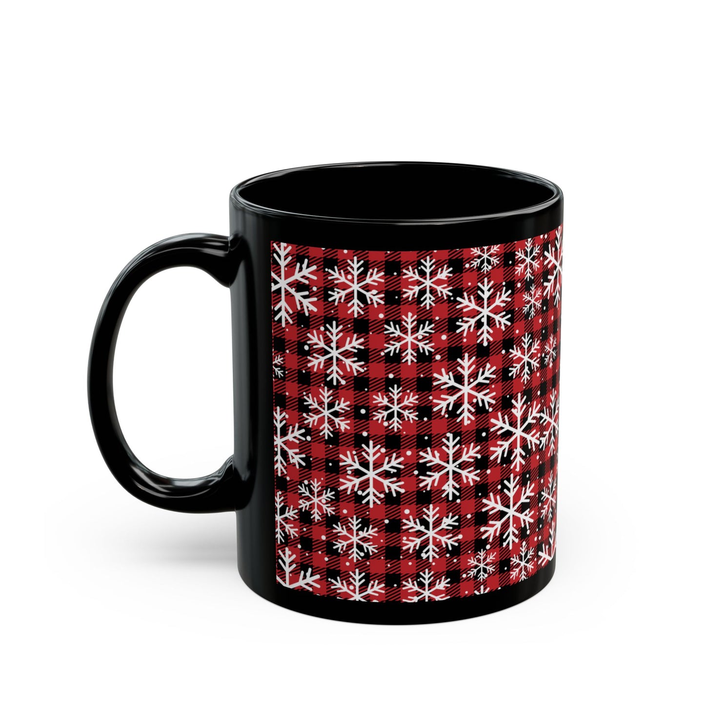 Buffalo Plaid Snowflake Ceramic Mug – Cozy Winter Coffee Cup