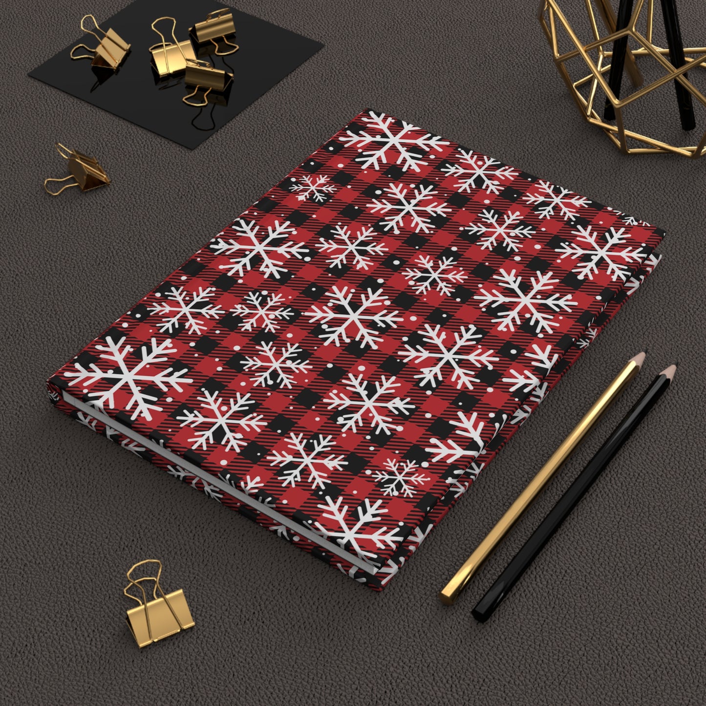 Buffalo Plaid Snowflake Hardcover Journal