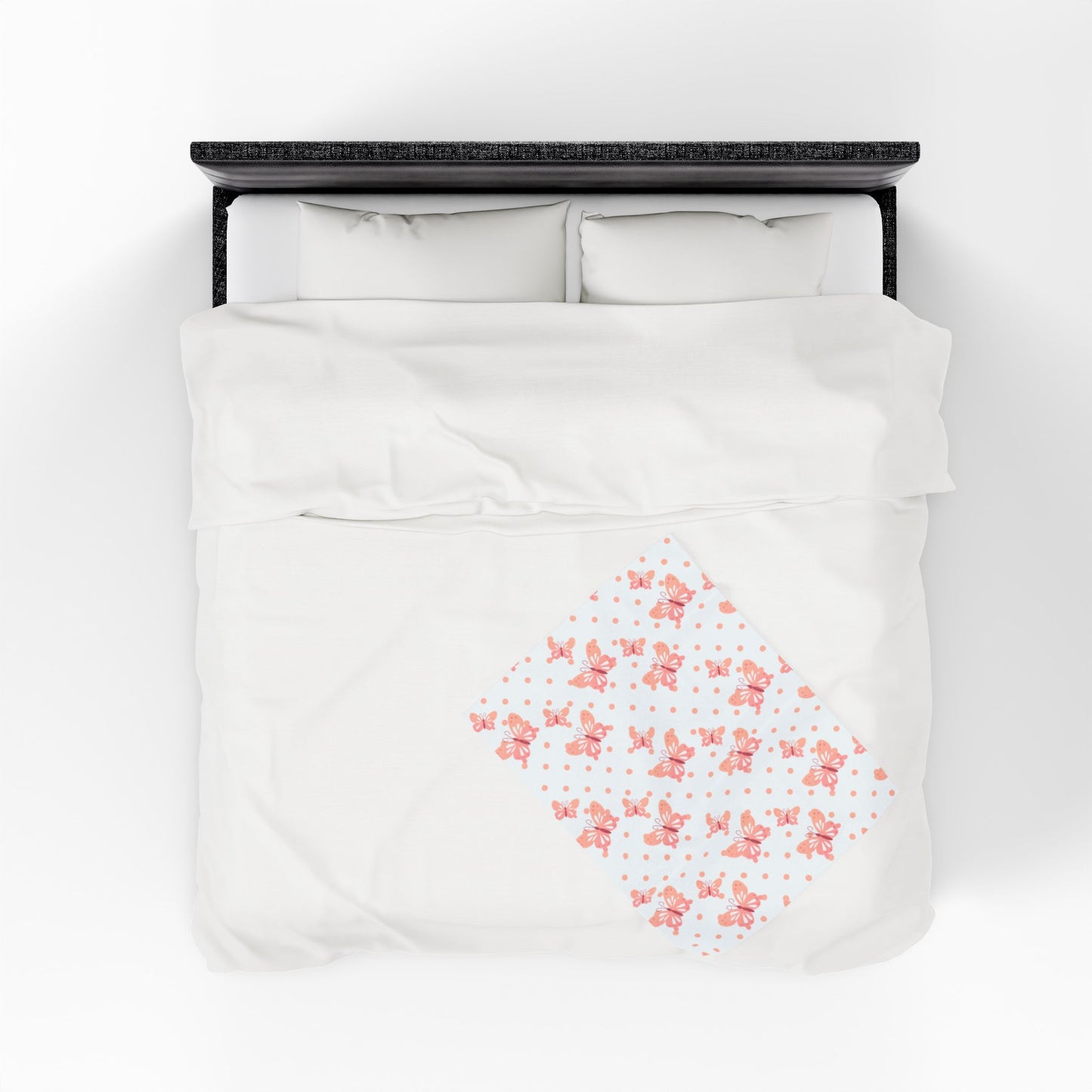 Peach Butterfly Throw Blanket – Cozy Polka Dot Design for Home or Gift