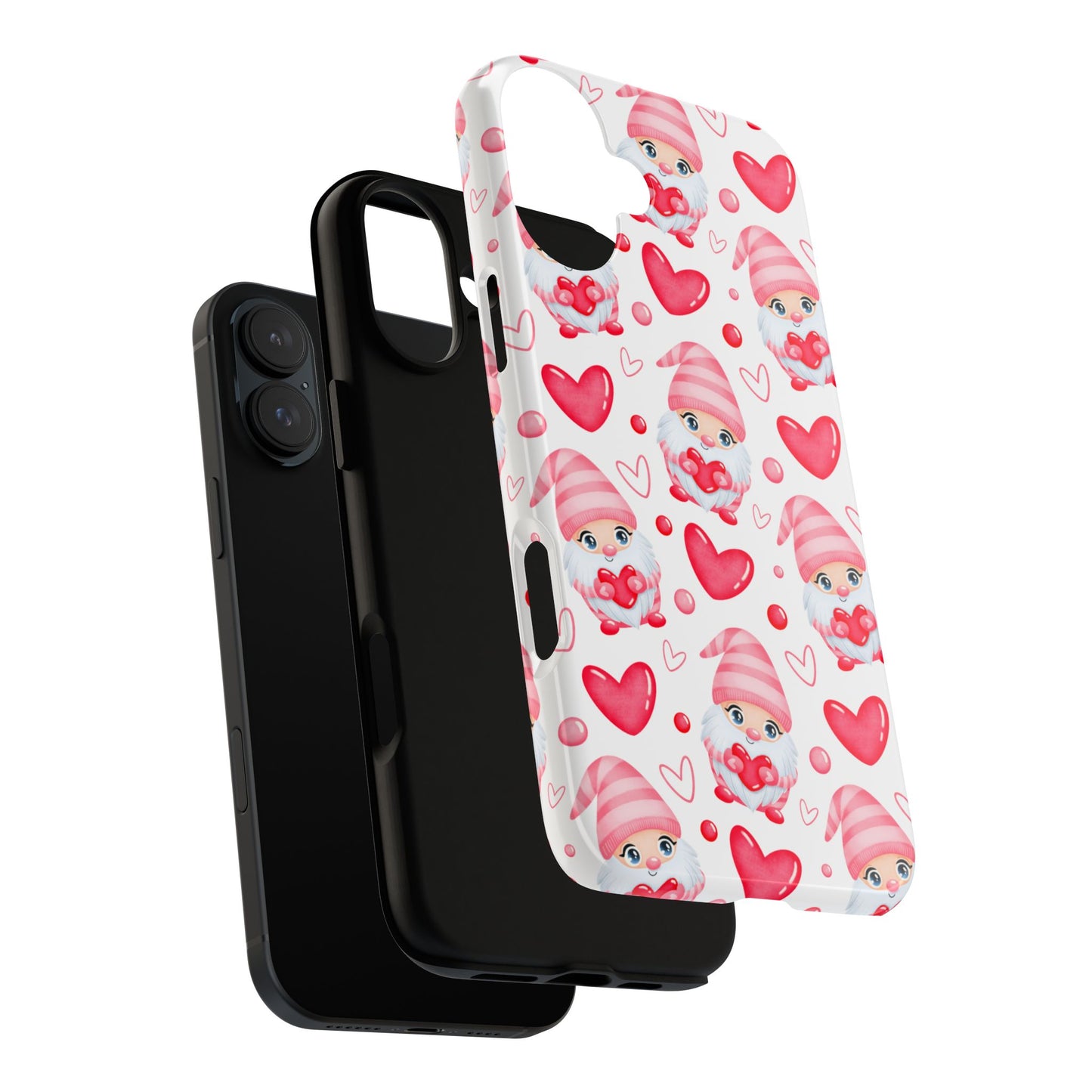 Pink Gnome Heart Phone Case, Festive Gift for Her, Unique Protective Case, Fun Holiday Accessory, Valentine's Day Accessory