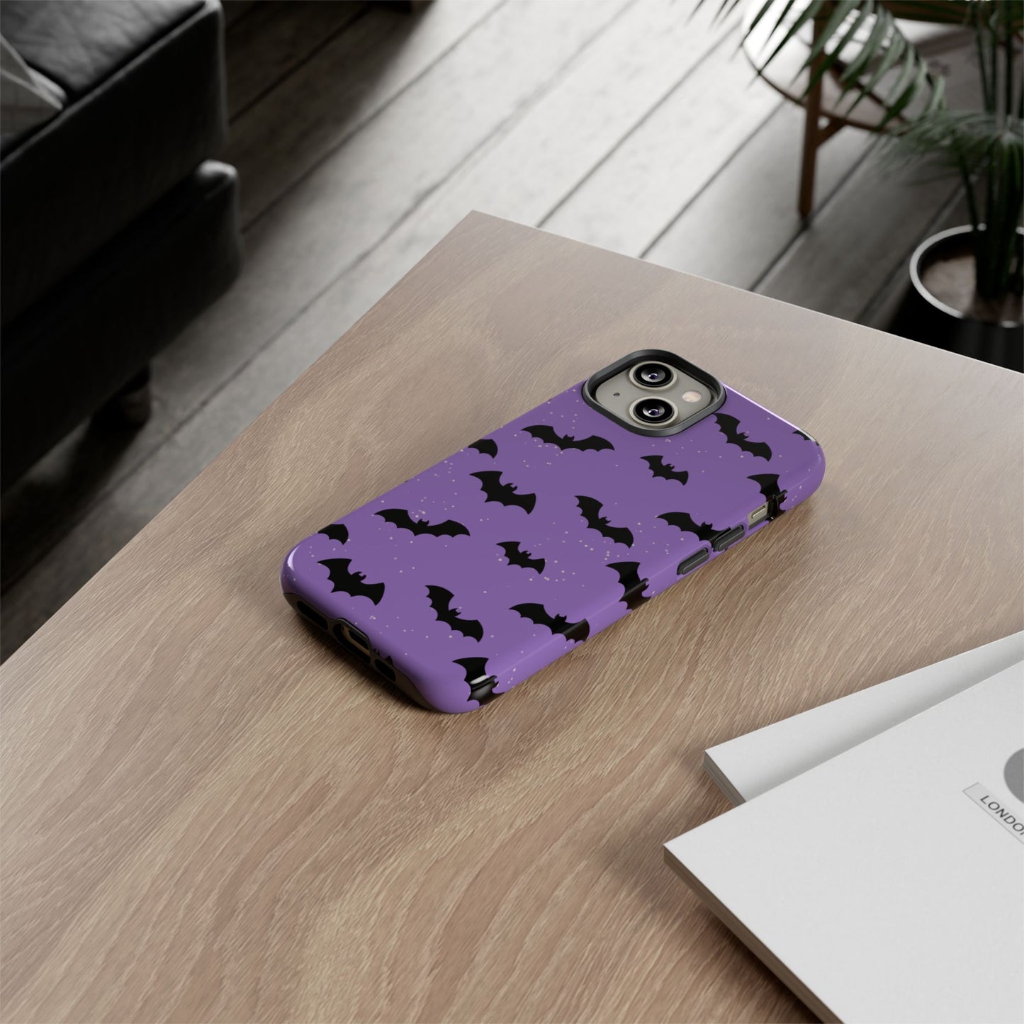 Halloween Bat Phone Case, Cute Purple Bat Phone Cover, Tough Cell Phone Case, Gothic Design, Spooky Gift, Fall Decor