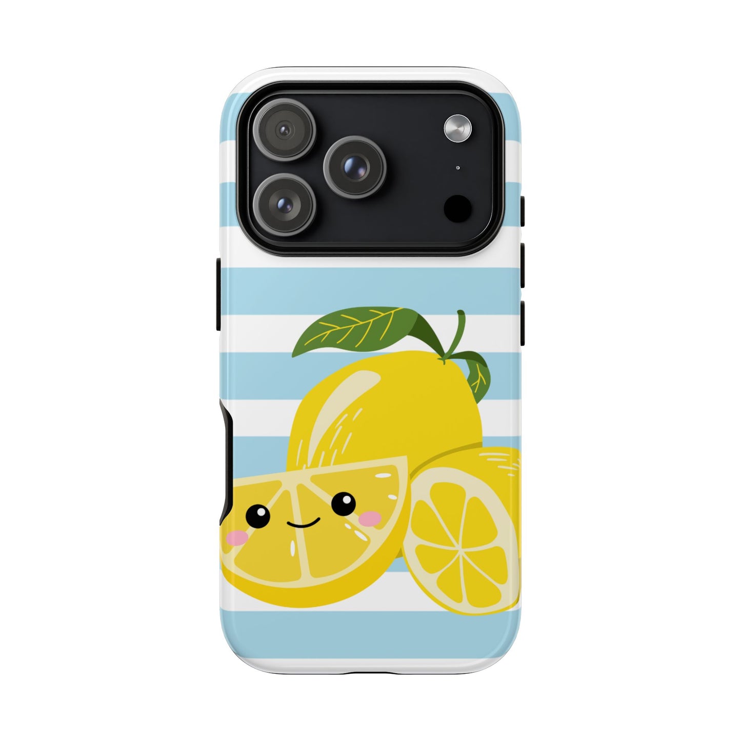 Striped Lemon Phone Case - Tough Cases, Fruit Design, Fun iPhone Cover, Summer Accessories, Bright Phone Protection