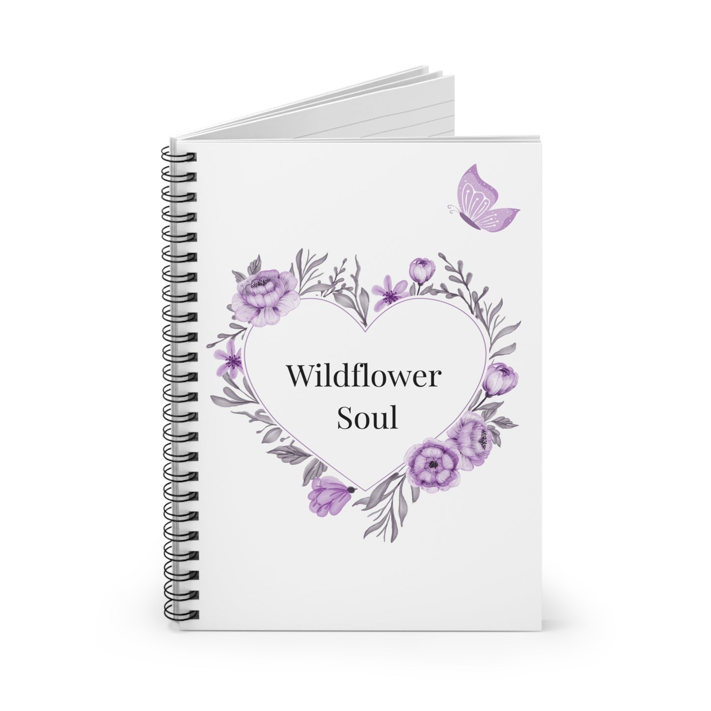 Wildflower Soul Spiral Notebook | Inspirational Journal, Stationery Gift, Floral Notepad, Writing Diary, Butterfly Design